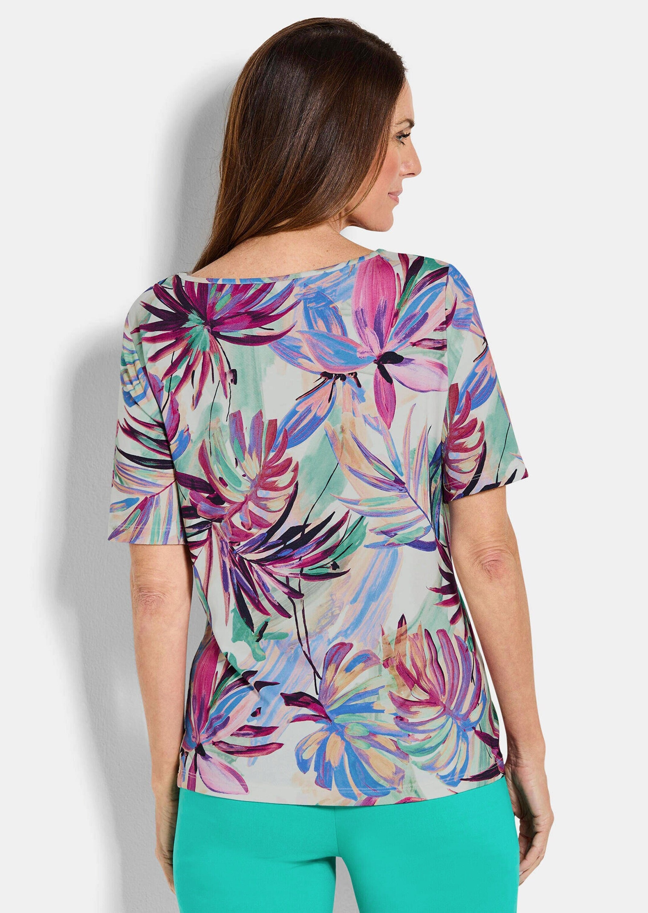 GOLDNER Kurzarmshirt »Kurzgröße Elegantes Shirt-Duo mit Muster-Mix« stretchbequemer Viskosejersey