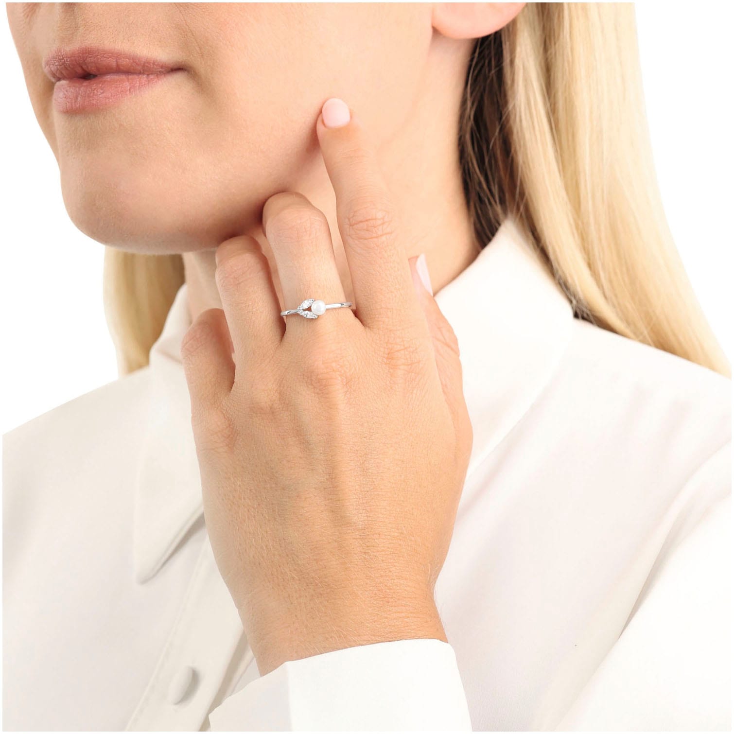 Amor Fingerring »2037247/-48/-49/-50/-51«, mit Zirkonia (synth.) - mit Süßwasserzuchtperle
