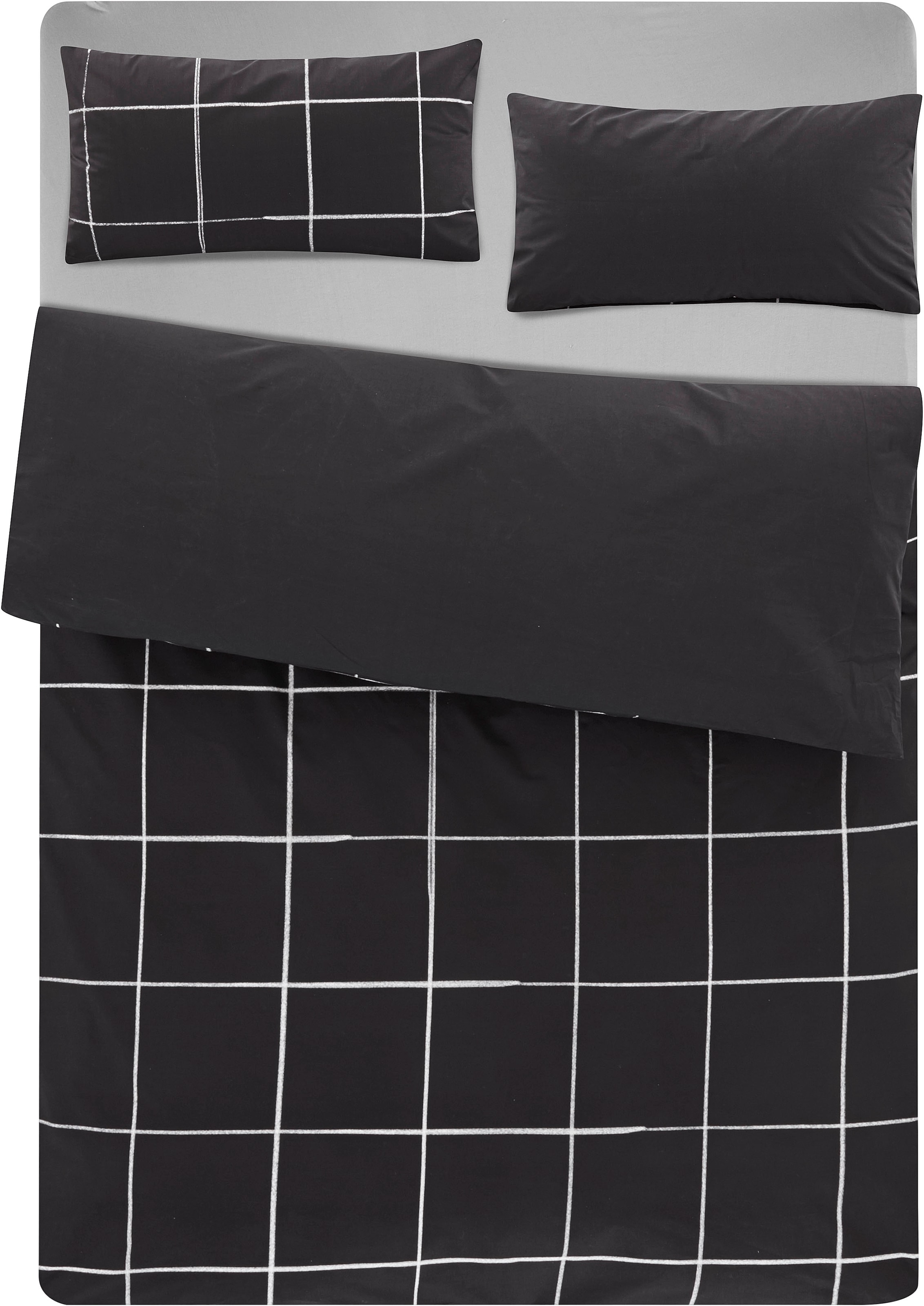 OTTO home Wendebettwäsche »Nature in Gr. 135x200 oder 155x220 cm« 2 Stk. tlg. Bettwäsche in unregelmäßigem Karo-Muster