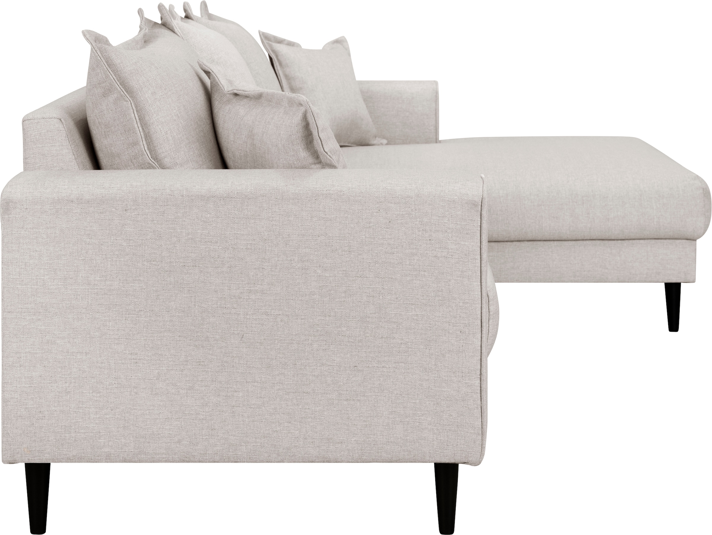 Home affaire Ecksofa »VEYRAS L-Form, hoher Sitzkomfort, Maße B/T/H: 230/150/76 cm«, mit Wellenunterfederung, incl. Rückenkissen und Zierkissen
