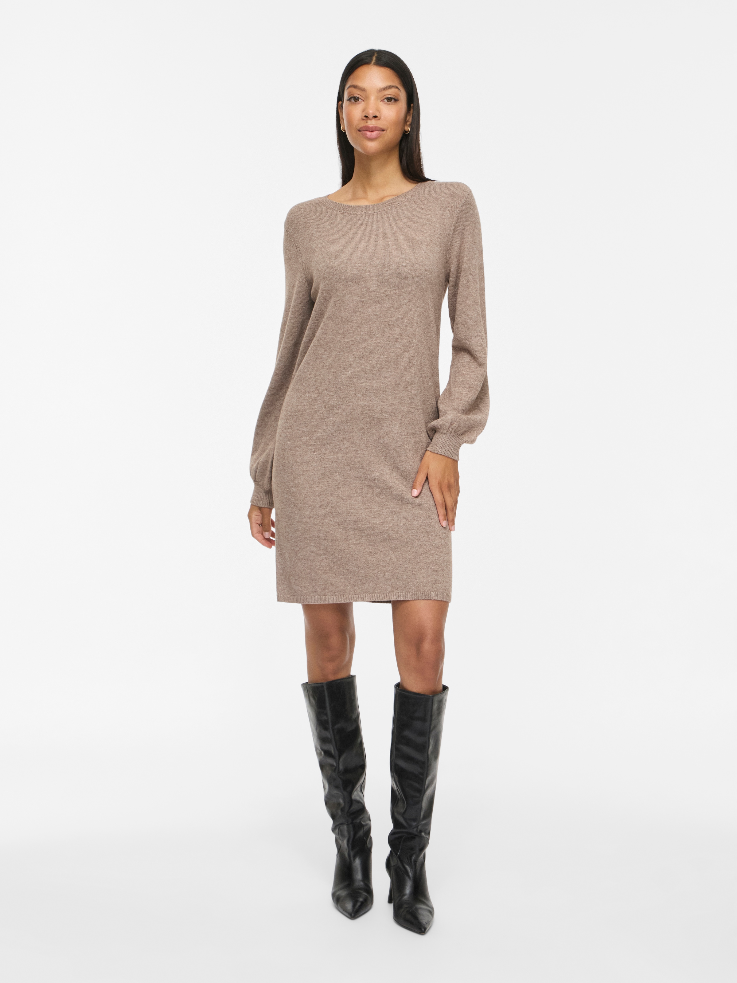 Vila Strickkleid »VIRIL L/S VOLUME SLEEVE KNIT DRESS-NOOS« Materialmix, normal geschnitten