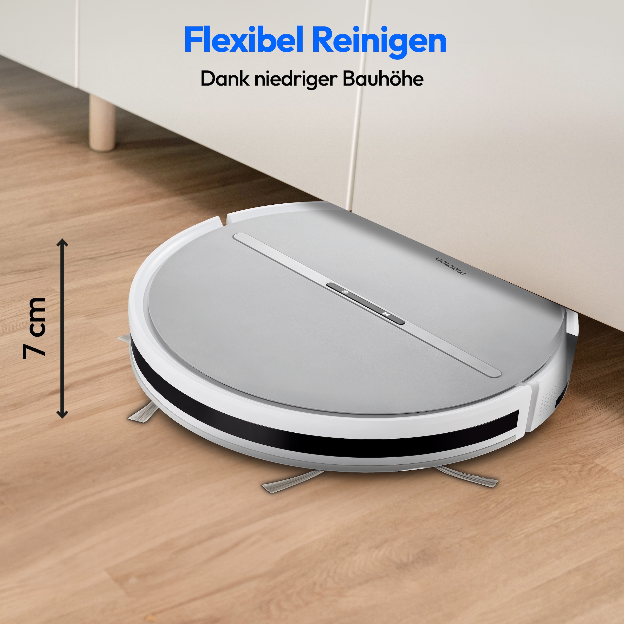 Medion® Saugroboter »E35 (MD 11157), intelligente S-Linien Navigation, 2 kPa Saugleistung«, Steuerung per Fernbedienung, 120 min Laufzeit im ECO-Modus