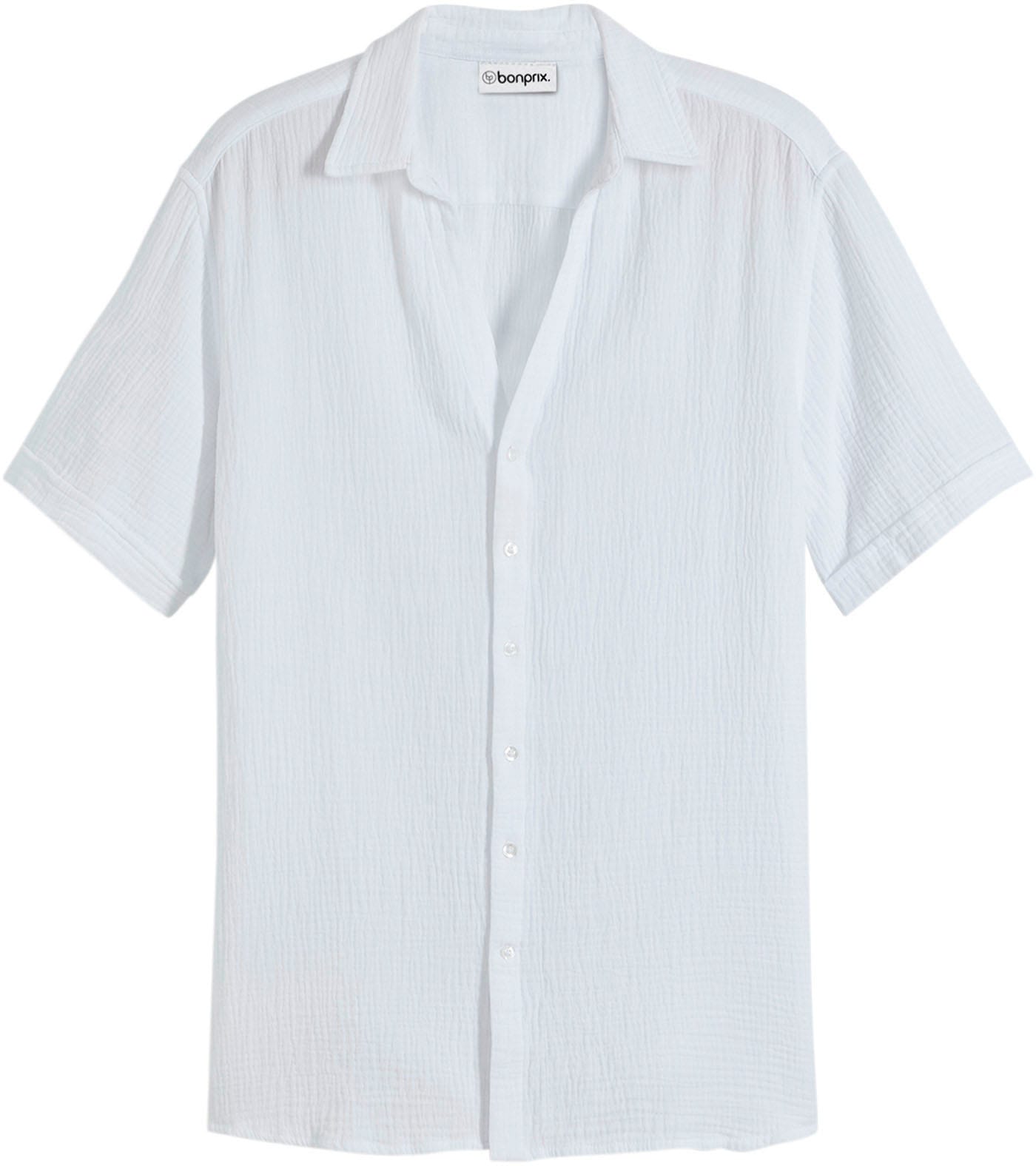bonprix Kurzarmhemd regular fit Passform, aus reiner Baumwolle, unifarben, Kentkragen