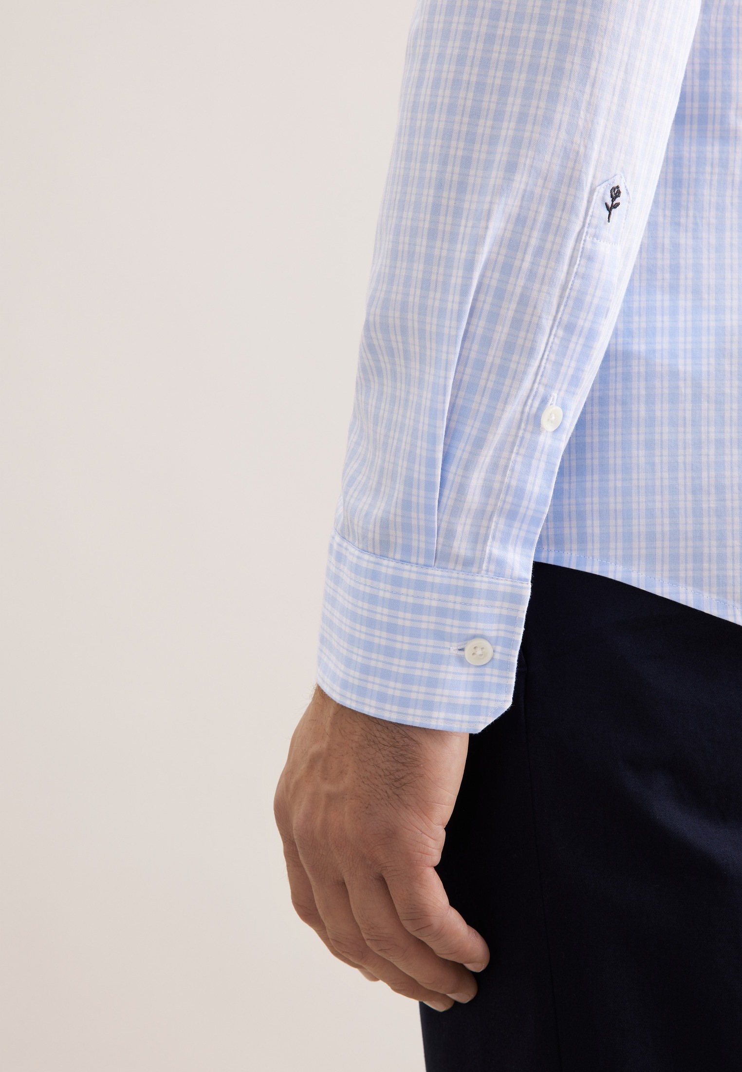 seidensticker Businesshemd Slim 1/1 Button-Down-Kragen Karo