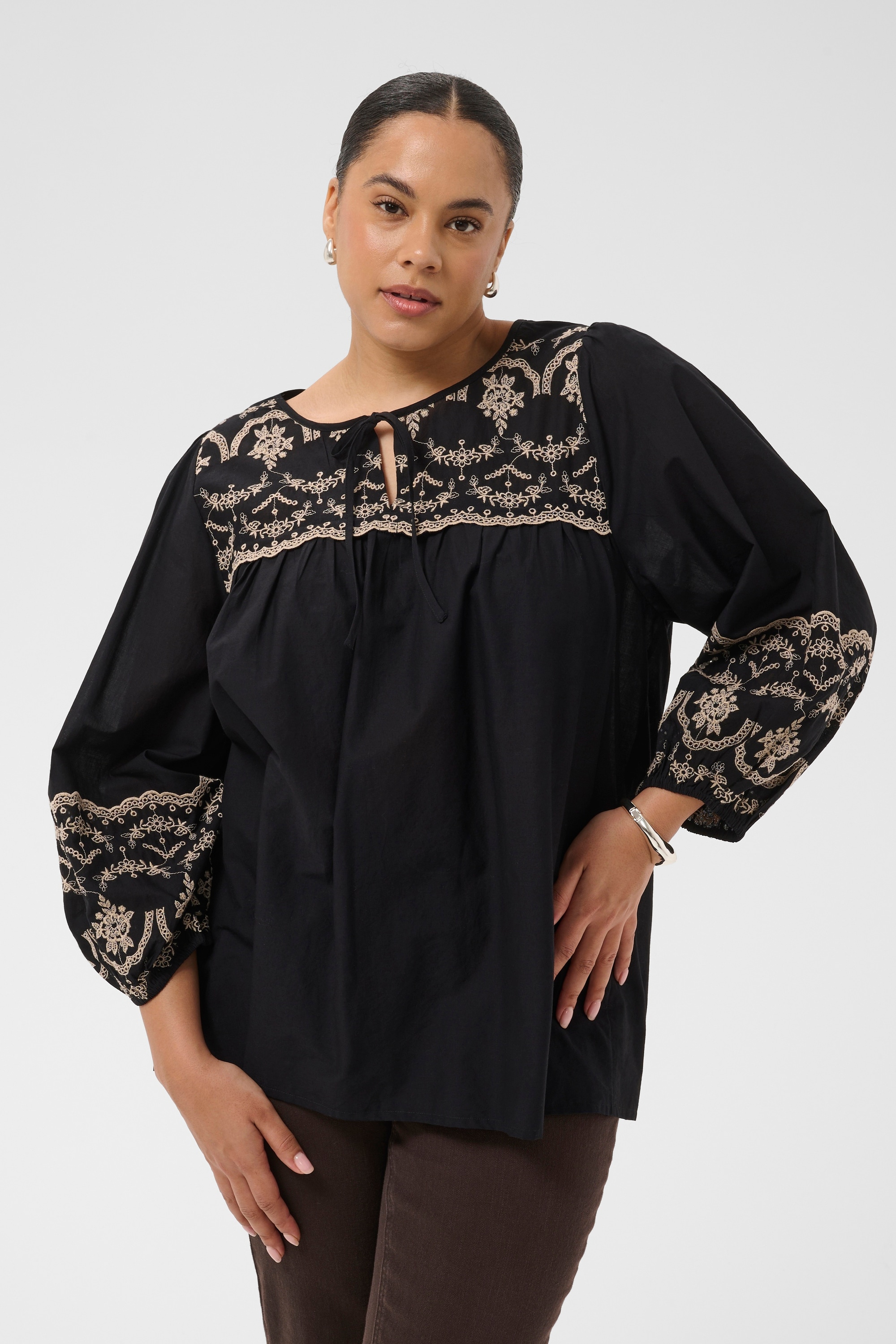KAFFE Curve Langarmbluse »Damen Langarm-Bluse KCkit«