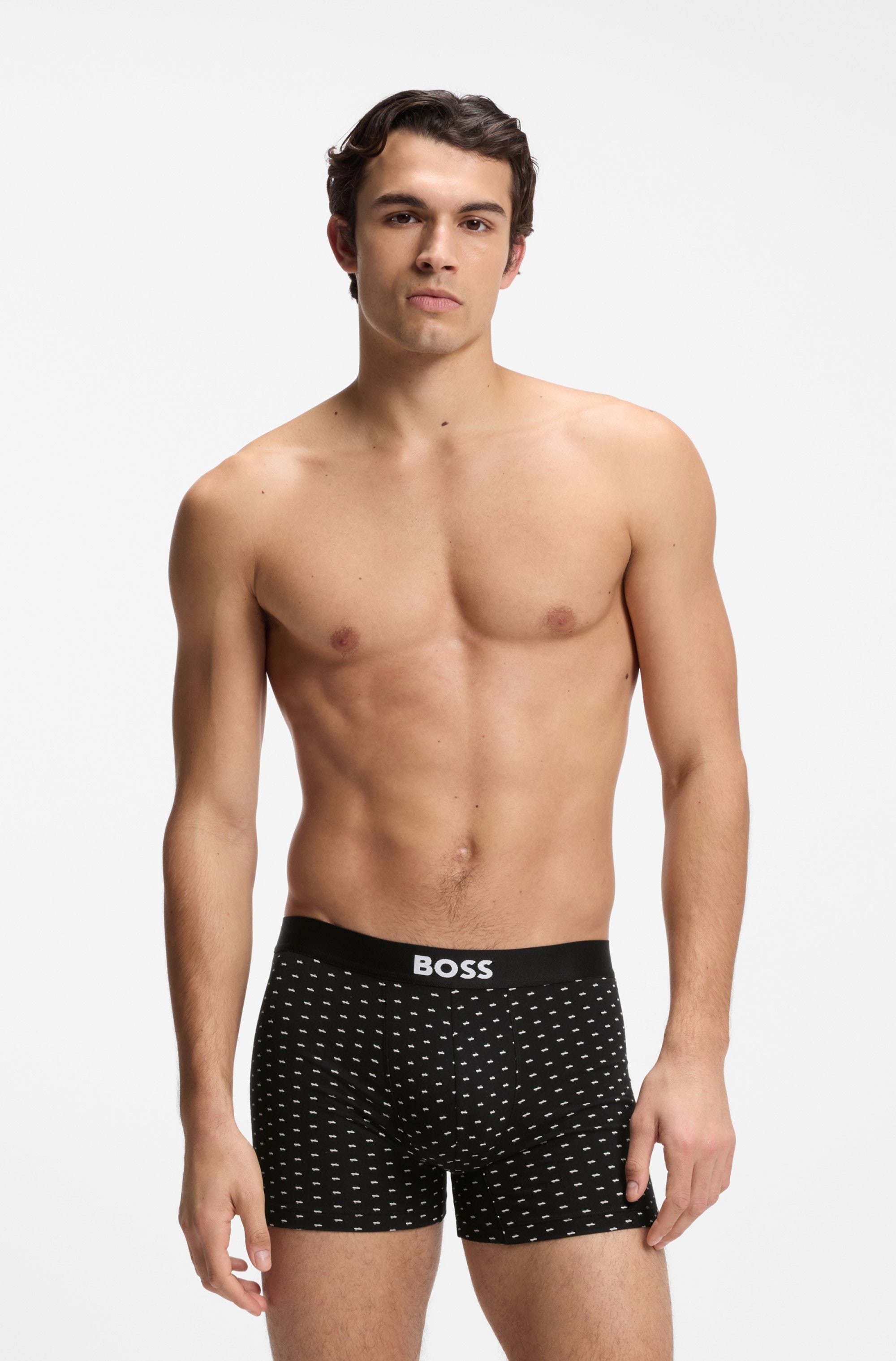 BOSS Boxershorts »Boxer Brief 3P BOSS ONE« 3 Stk. elastischer Bund mit Logo, 1x gemustert, 2x uni