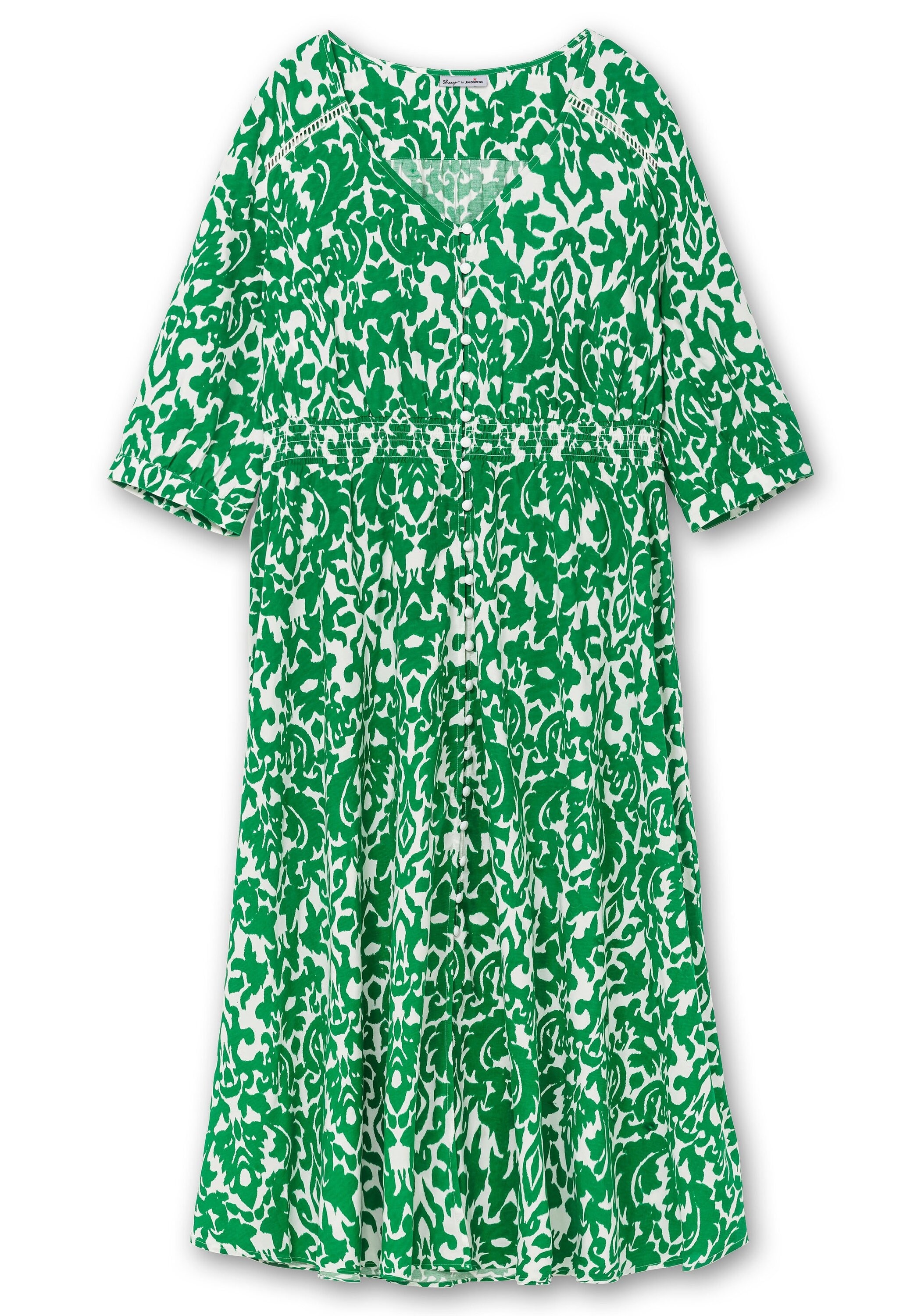 Sheego Druckkleid »Maxikleid mit Punkteprint und gesmokter Taille«