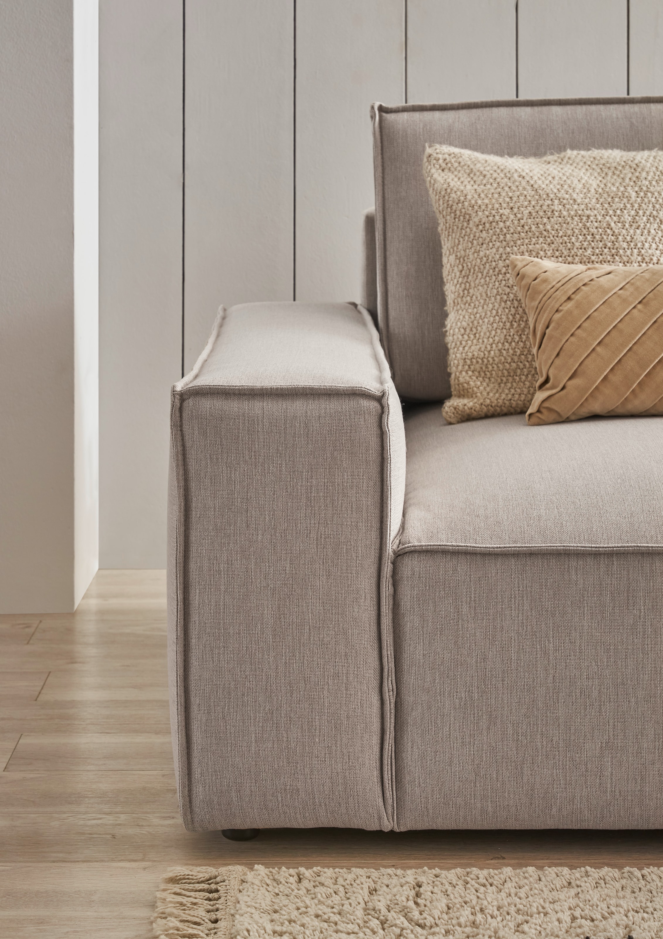 Home affaire Big-Sofa »NEU: SHERWOOD XXL, Big-Sofa (316cm), extra tiefe Sitzfläche 95 cm«, bequemer Sitzkomfort, Cord u. Leinenoptik, Kedernaht