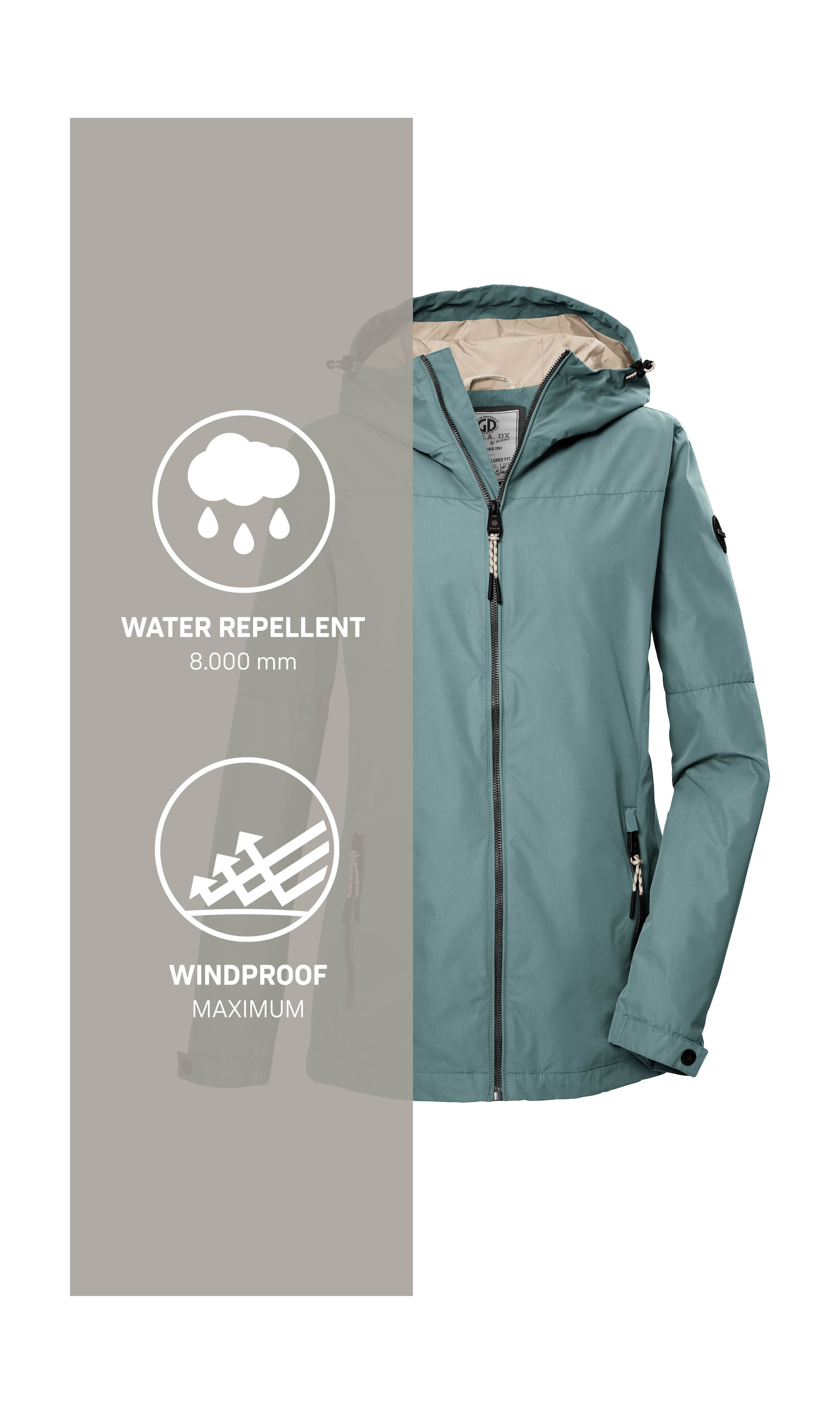 G.I.G.A. DX by killtec Funktionsjacke »GS 71 WMN JCKT«, Damenjacke: wasserdicht, winddicht, PFAS-frei, verstellbar, Kapuze