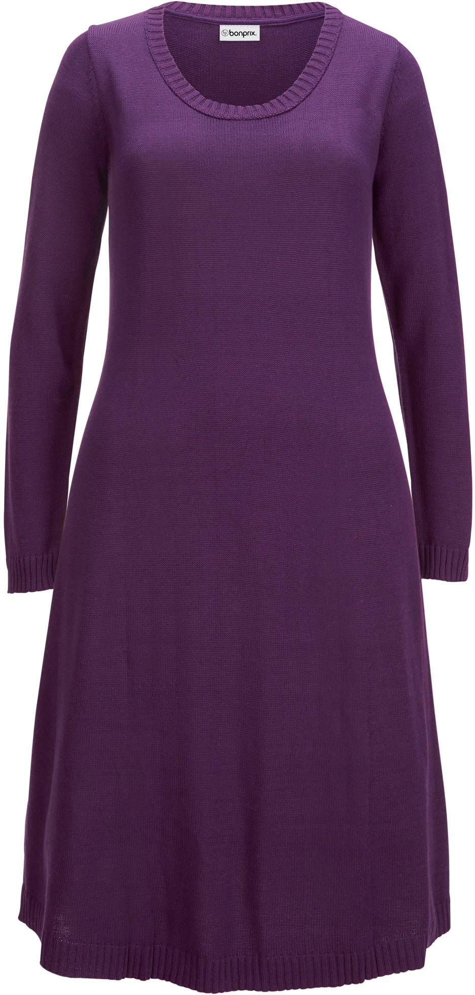 bonprix Strickkleid »Strickkleid in ausgestellter Form« für den Alltag, aus Baumwolle und Polyacryl, ausgestellte Passform