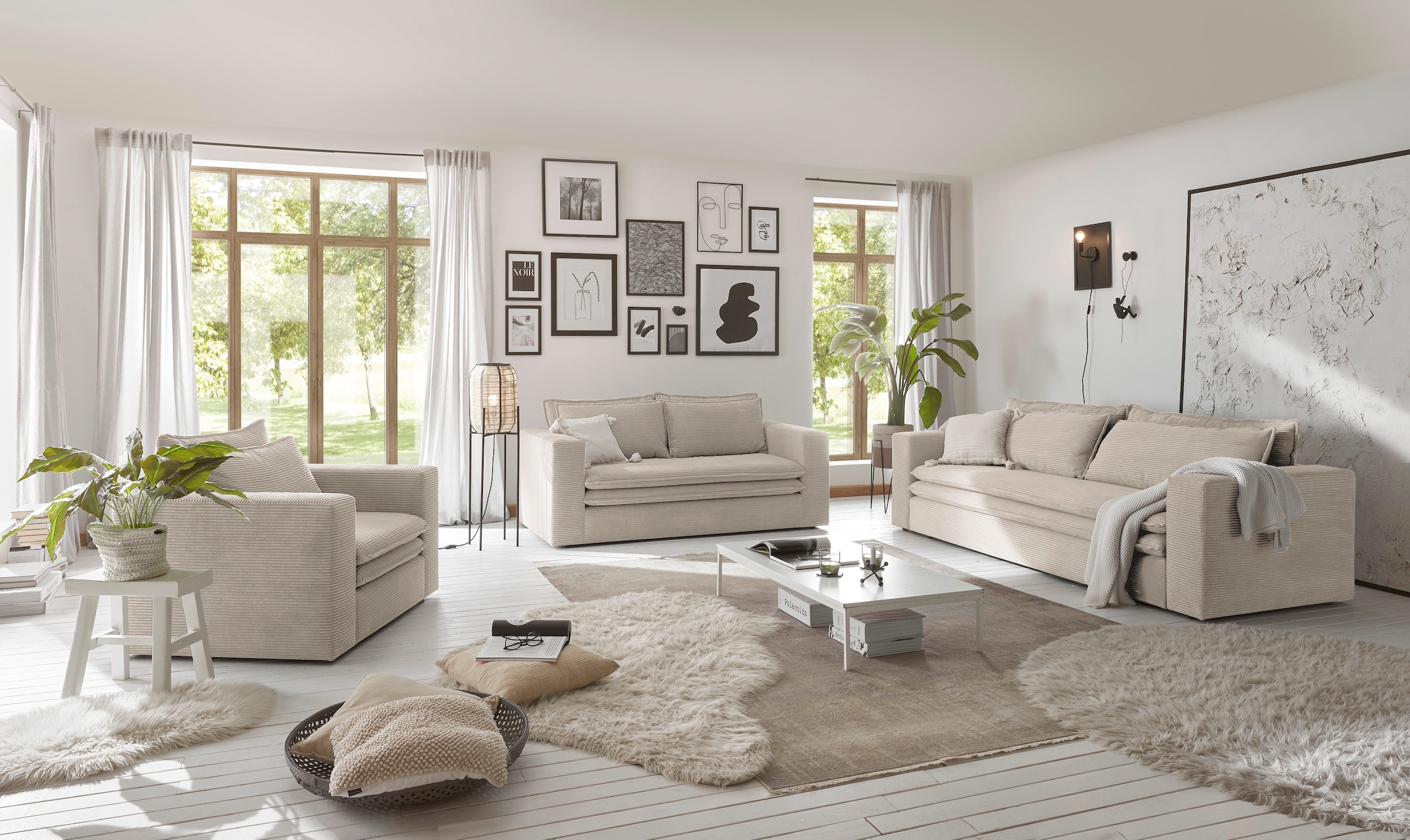 Places of Style 2-Sitzer »PIAGGE«, Hochwertiger Cord mit weicher Velours-Struktur
