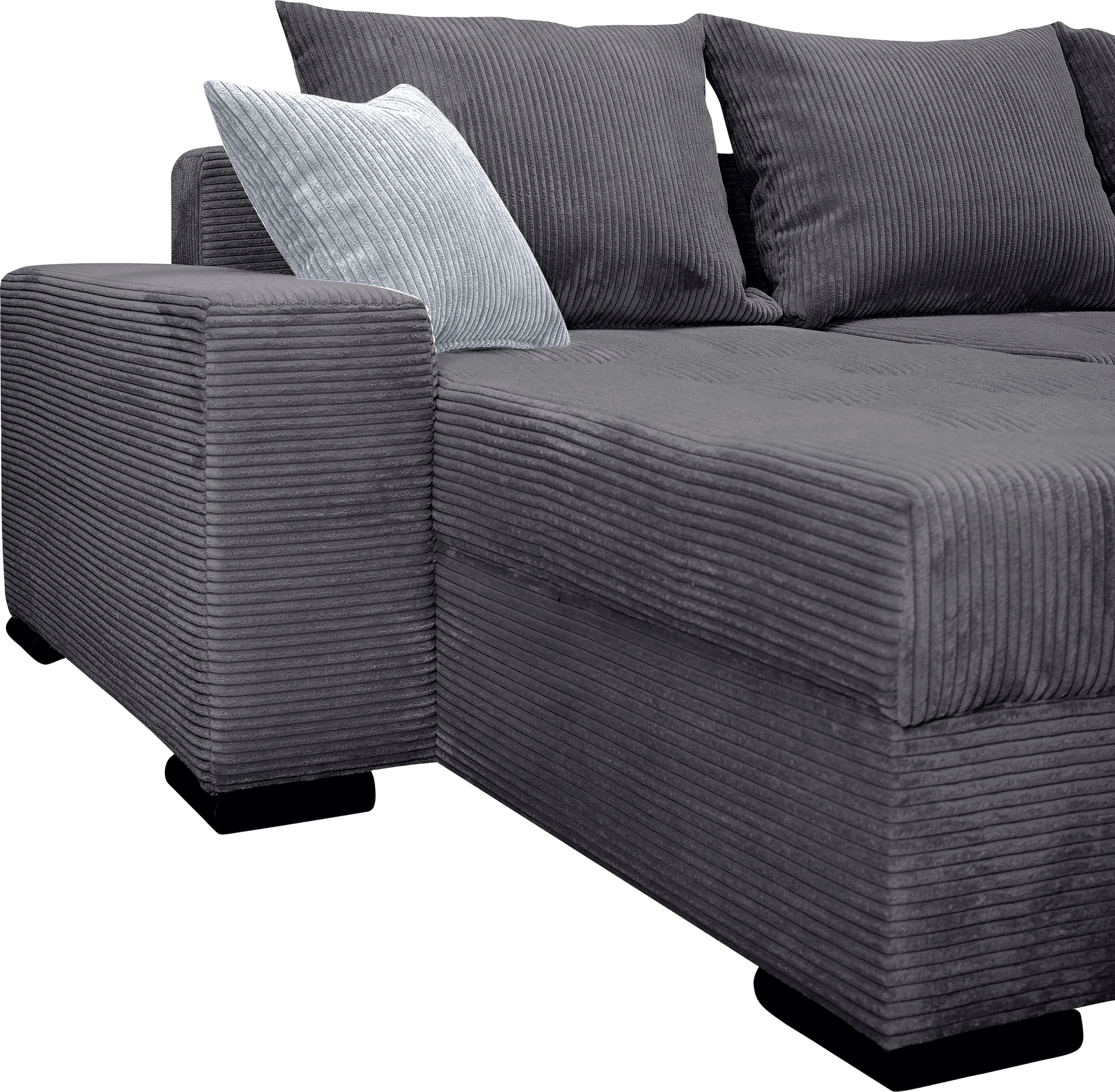 COLLECTION AB Wohnlandschaft »XL-Josy U-Form, Breite 313 cm, Cord-/Mix«, inkl. Bettfunktion, Bettkasten, mit 4 gleich großen Rückenkissen