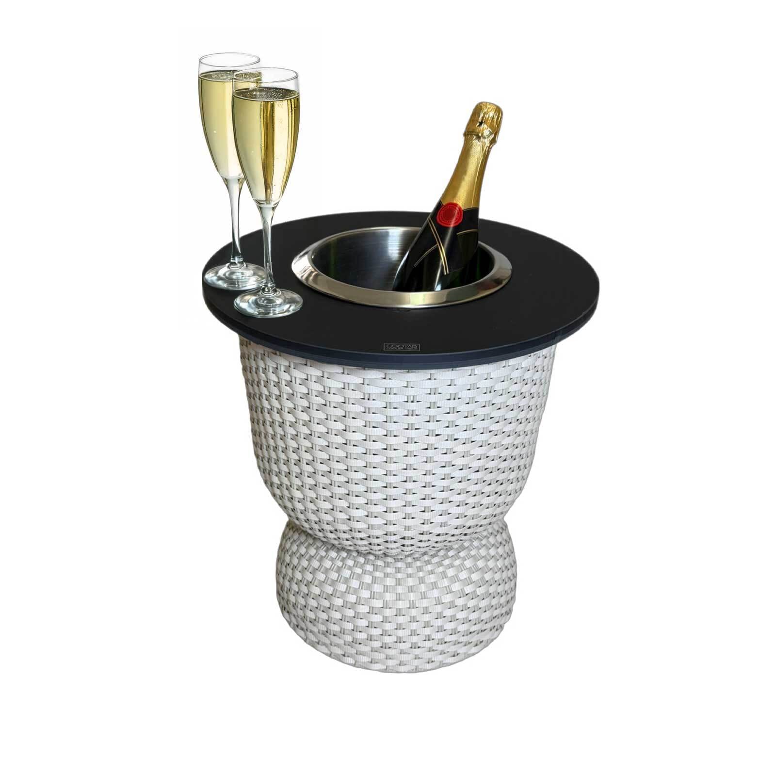 COOTAB Cooler Table Beistelltisch »3-in-1 Loungetisch mit Edelstahl-Kühler Paris 43 cm« 1 Stk. tlg. Wetterfest, Pflegeleicht, Hitzebeständig