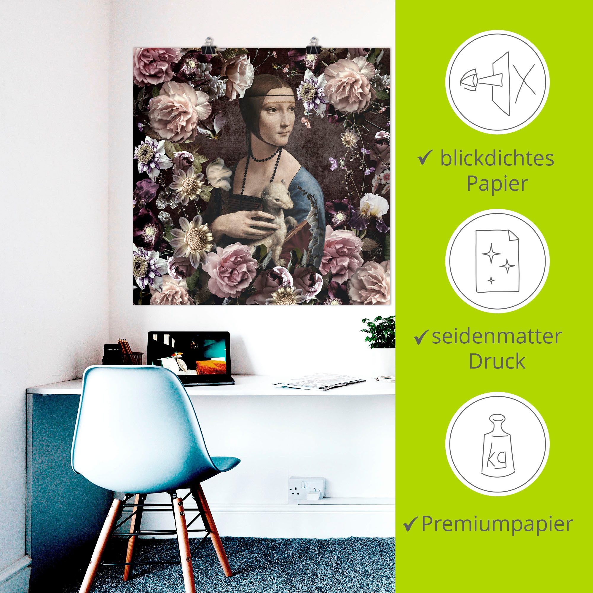 Artland Wandbild »Lady mit Hermelin - Da Vinci Adaption« Portrait 1 Stk. tlg. als Alubild, Leinwandbild, Poster, Wandaufkleber in verschied. Größen