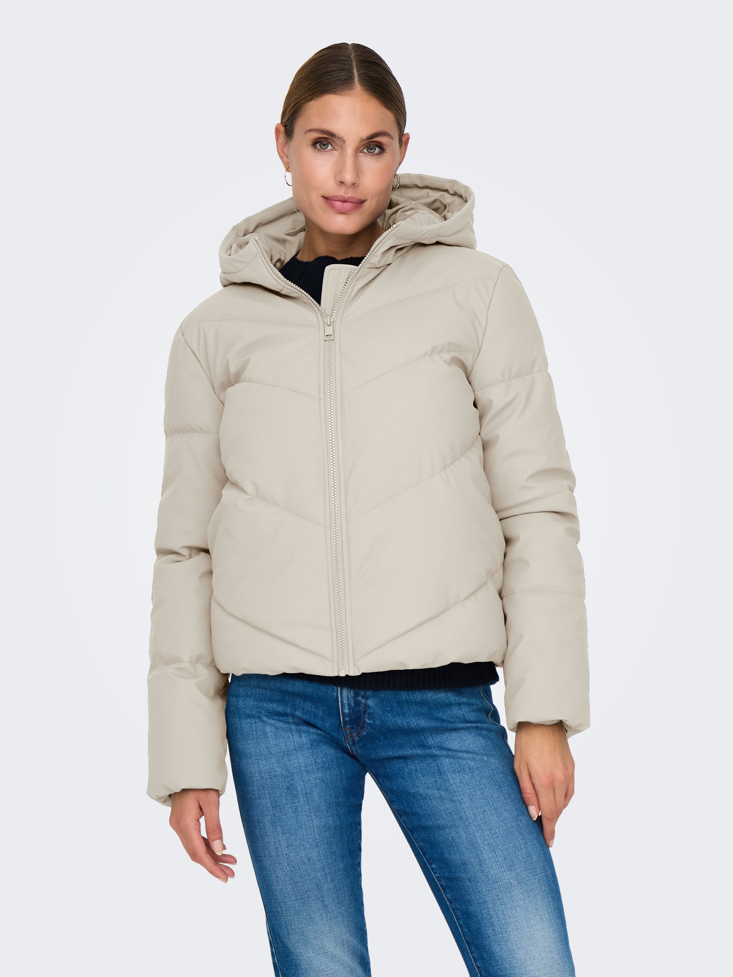 Jdy Damen Steppjacke »JDYARNHEM WATER REP SHORT PUFFA OTW NOOS« mit Kapuze in gelb, Größe M