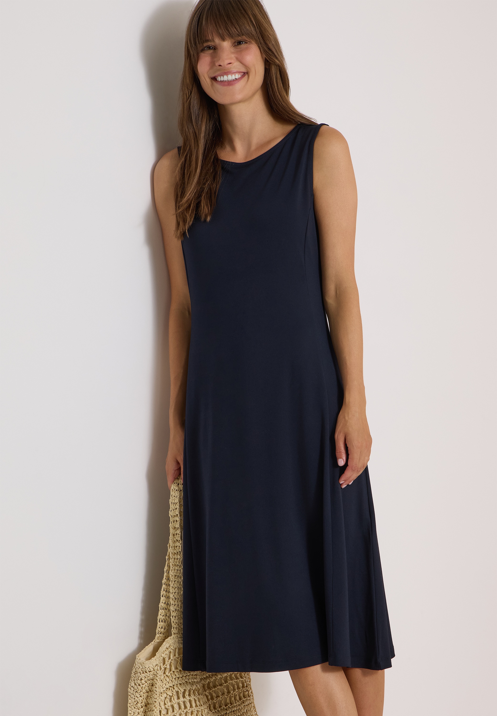 Cecil Midikleid Ohne Taschen Ärmelloses Sommerkleid  mit Rundhals und Jersey