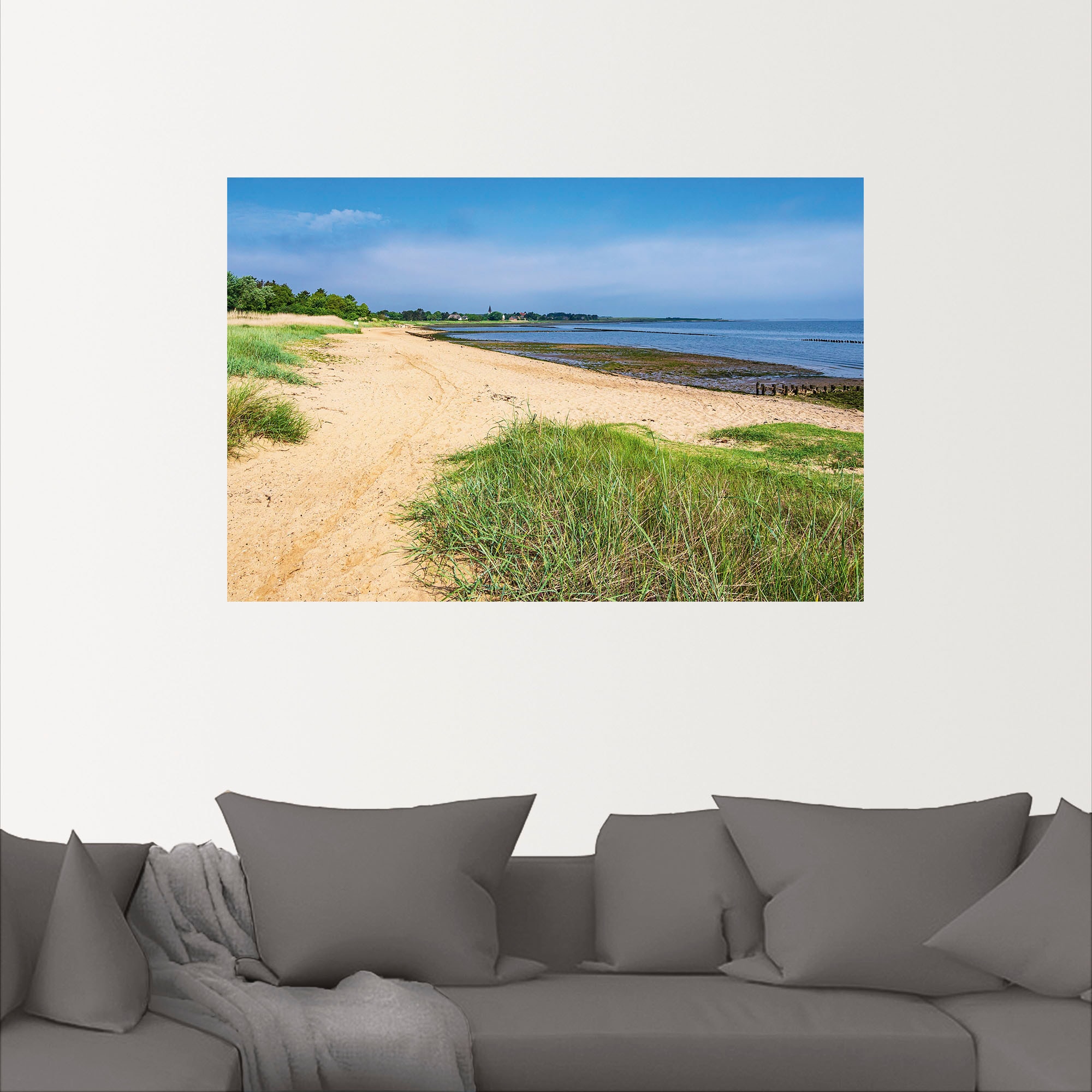 Artland Wandbild »Strand am Wattenmeer in Nebel, Amrum«, Strandbilder, (1 St.), als Alubild, Leinwandbild, Wandaufkleber oder Poster in versch. Größen
