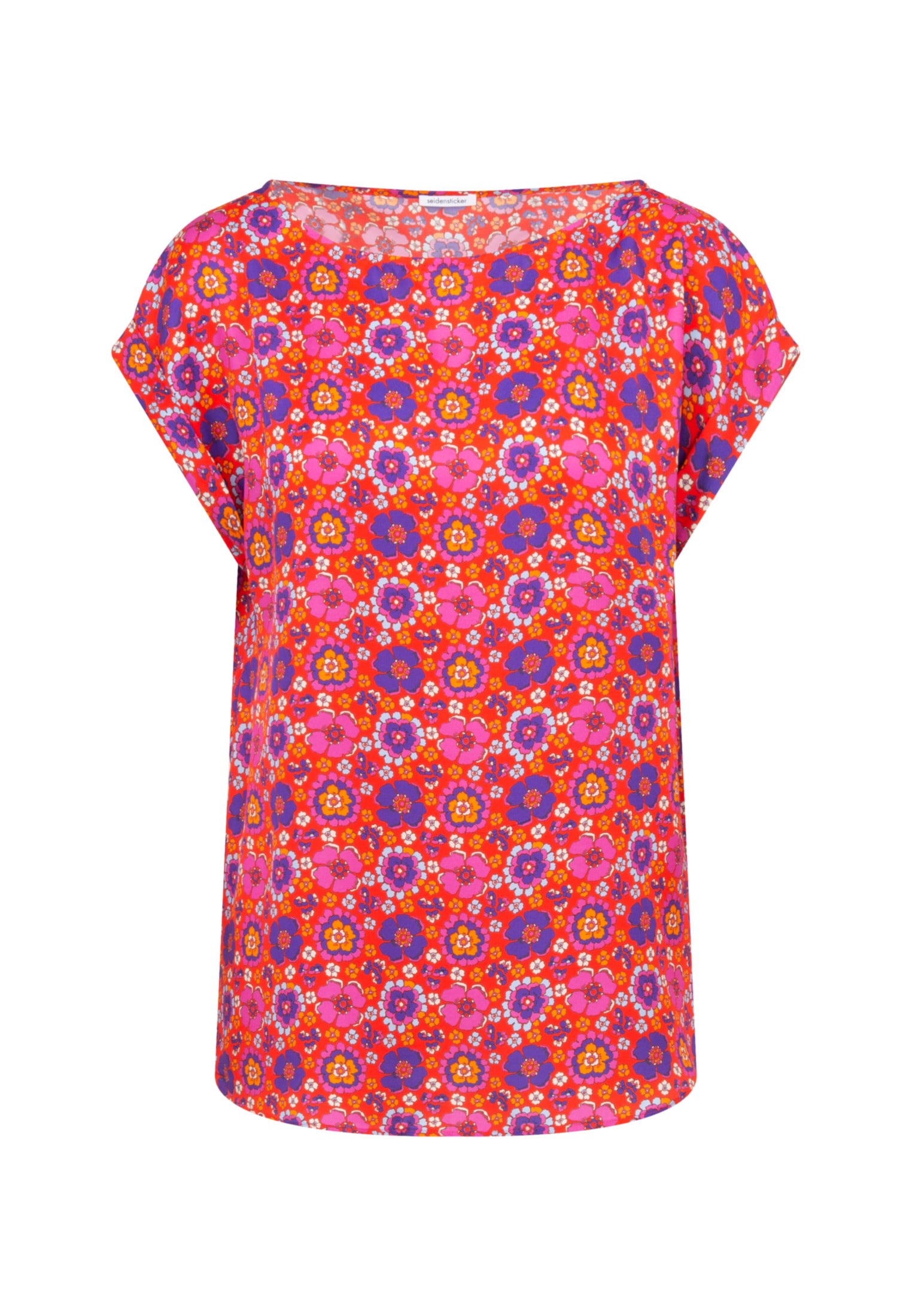 seidensticker Shirtbluse »Schwarze Rose«, Kurzarm Rundhals Druck