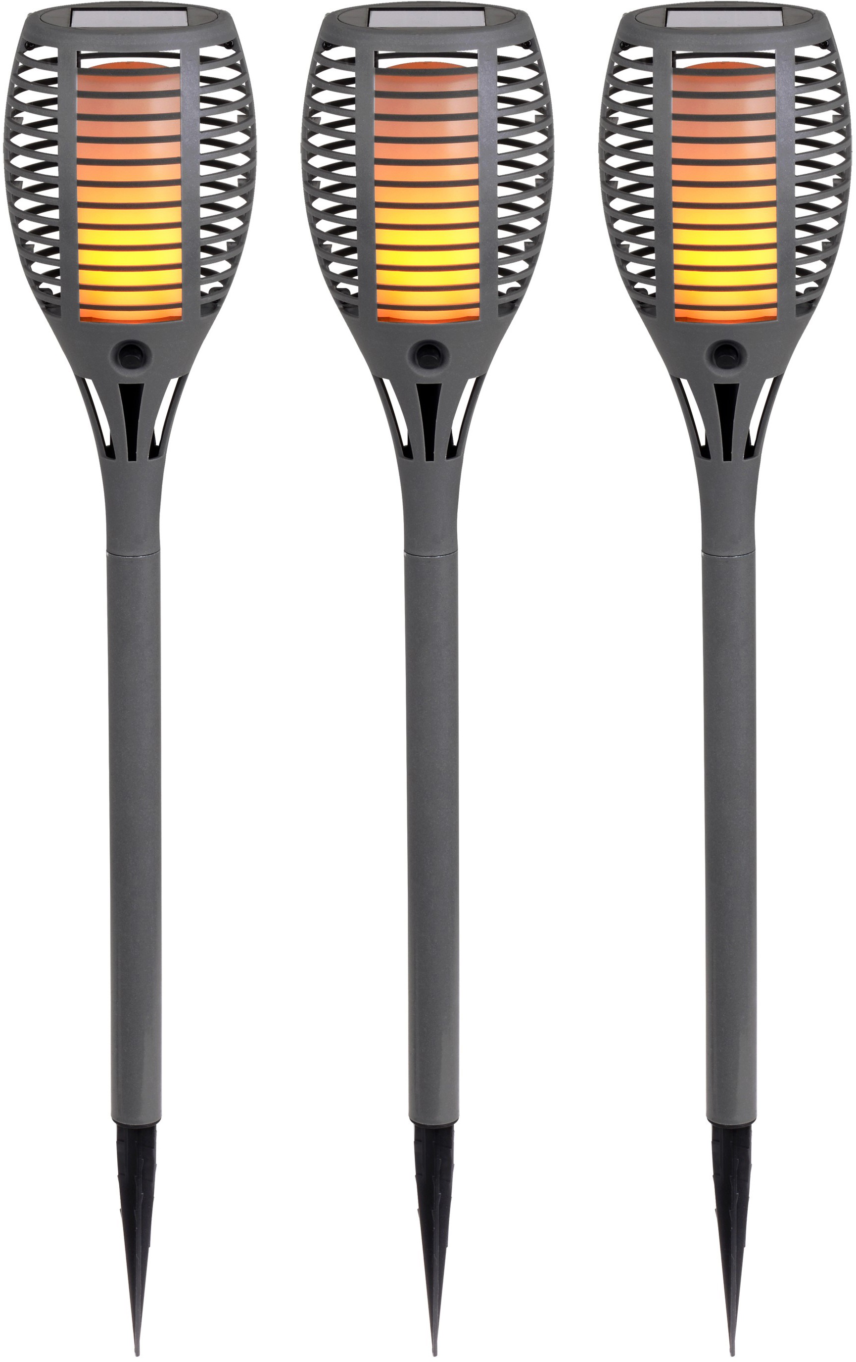 näve LED Gartenfackel »Fackel«, LED-Modul, 3 St., Warmweiß, 3er-Set, Flammeneffekt, Dämmerungsschalter