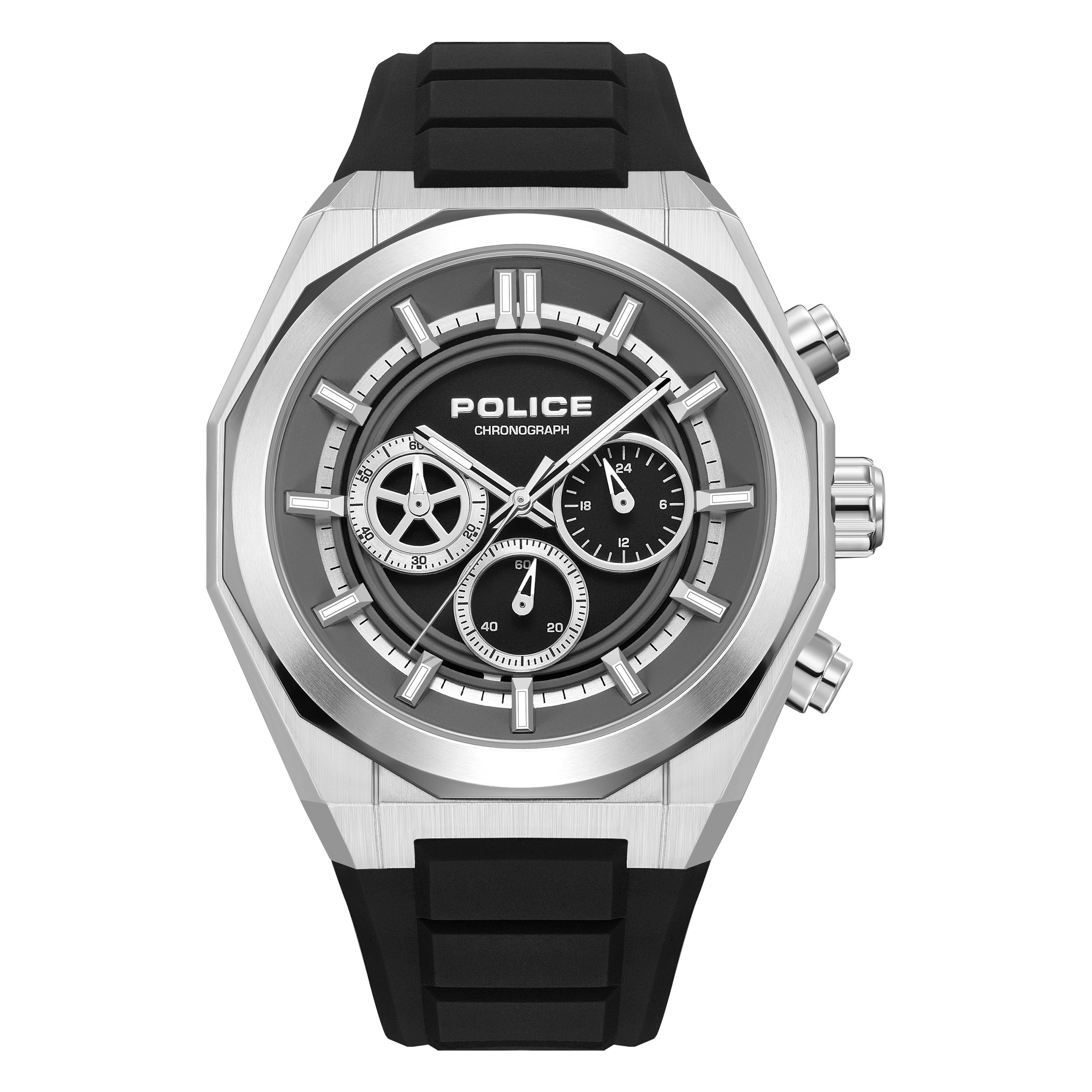 Police Chronograph »Steward« Quarzuhr, Armbanduhr, Herrenuhr, Silikonarmband, analog, Stoppfunktion