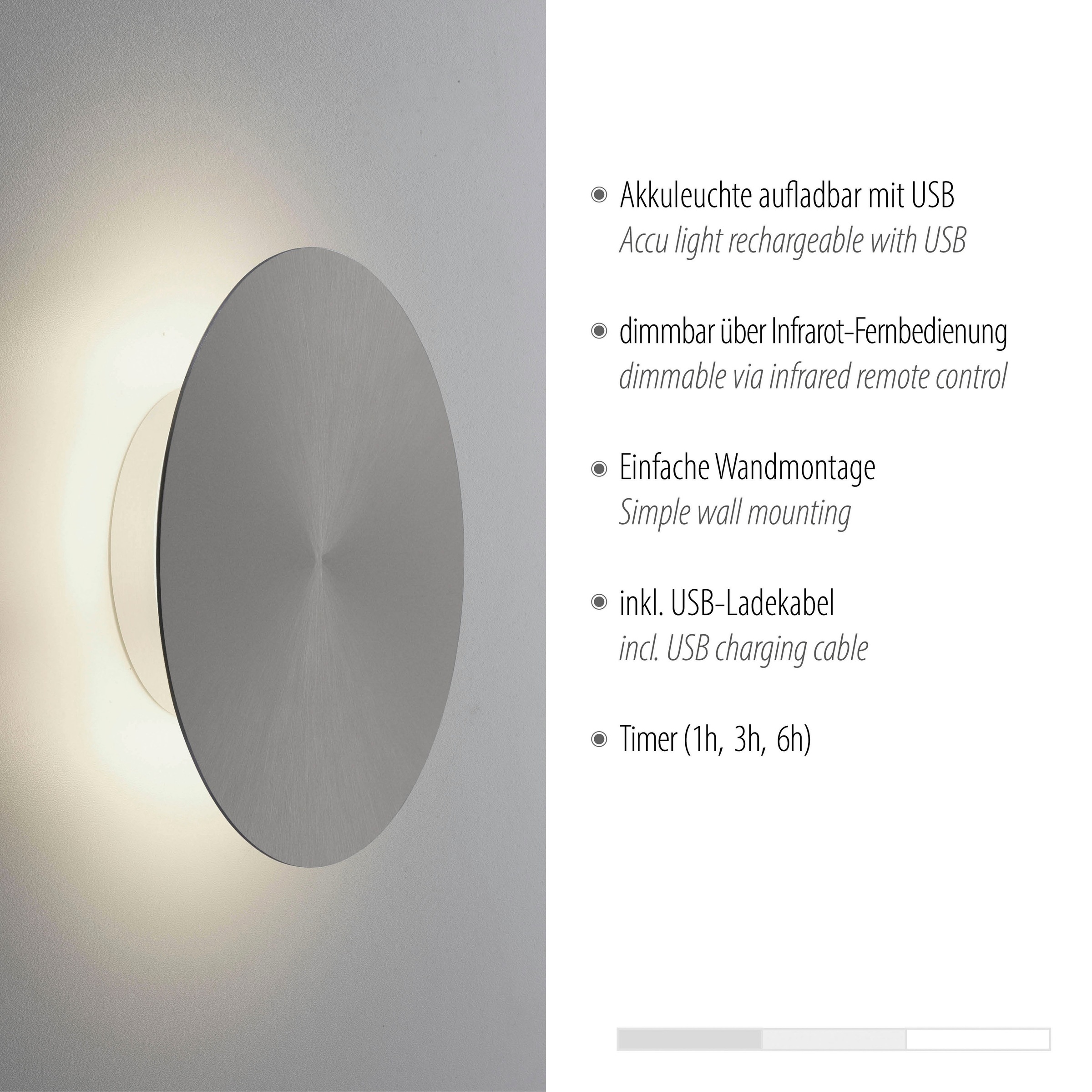 Paul Neuhaus Wandleuchte »AKKU PUNTU«, 1 flammig, Leuchtmittel LED-Board | LED fest integriert