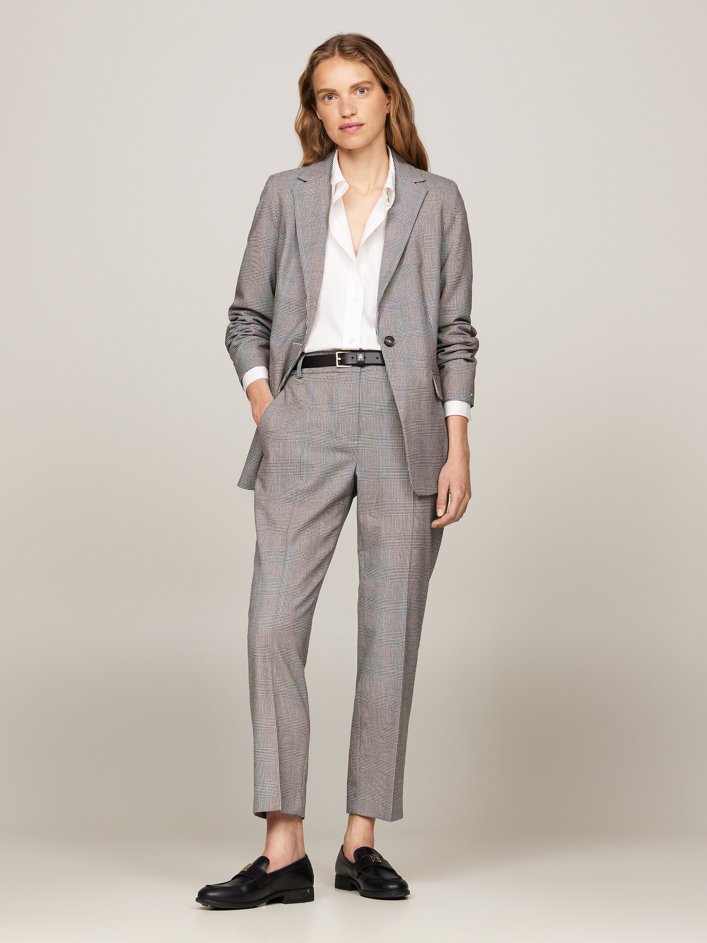 Tommy Hilfiger Webhose »POW CHECK SLIM STRAIGHT PANT«, (Global Serie TH WOMEN), im Karodessin