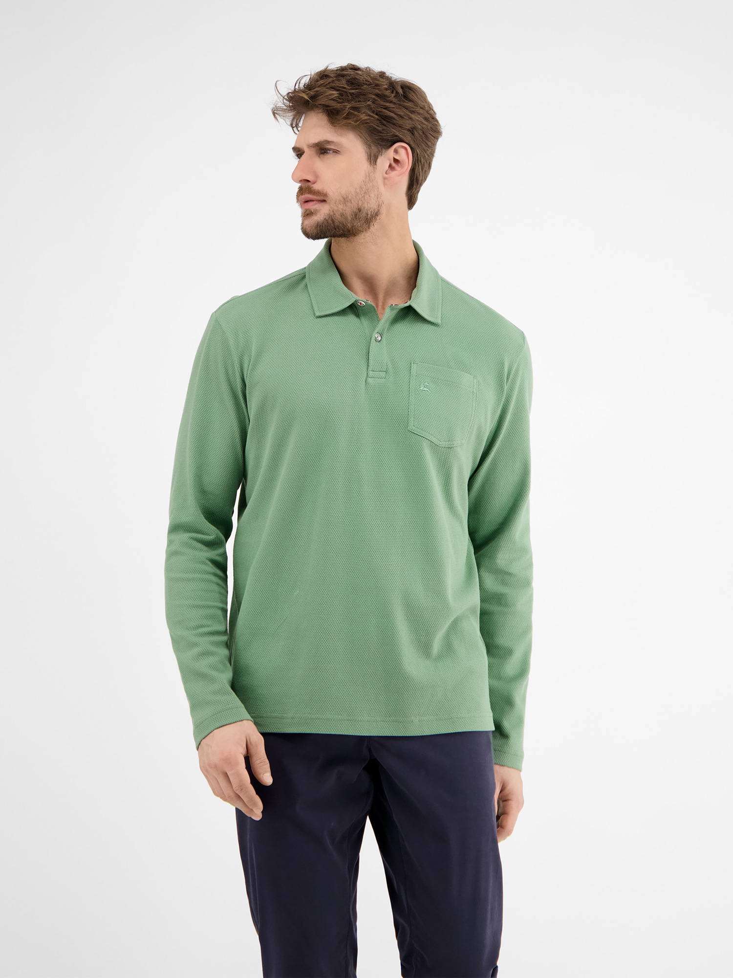 LERROS Langarmshirt »LERROS Herren Langarmpolo in Waffel-Piqué«