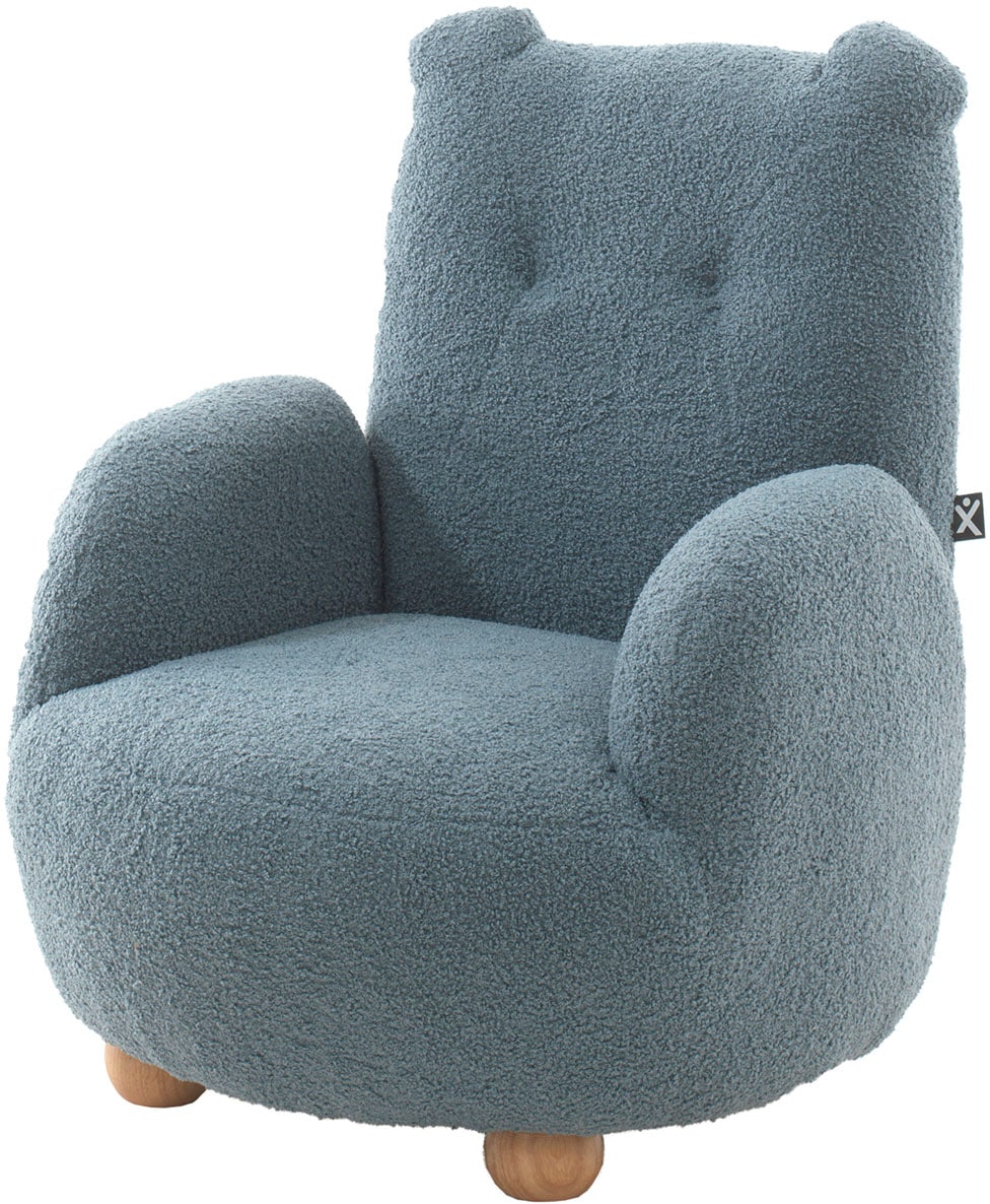Vipack Sessel »für Kinder in verspielter Optik, ein Highlight für das Kinderzimmer« B: 60 x H: 66 x T: 64 cm, Füße aus Massivholz,  Bezug flauschiger Bouclé Stoff, zwei Farben zur Wahl