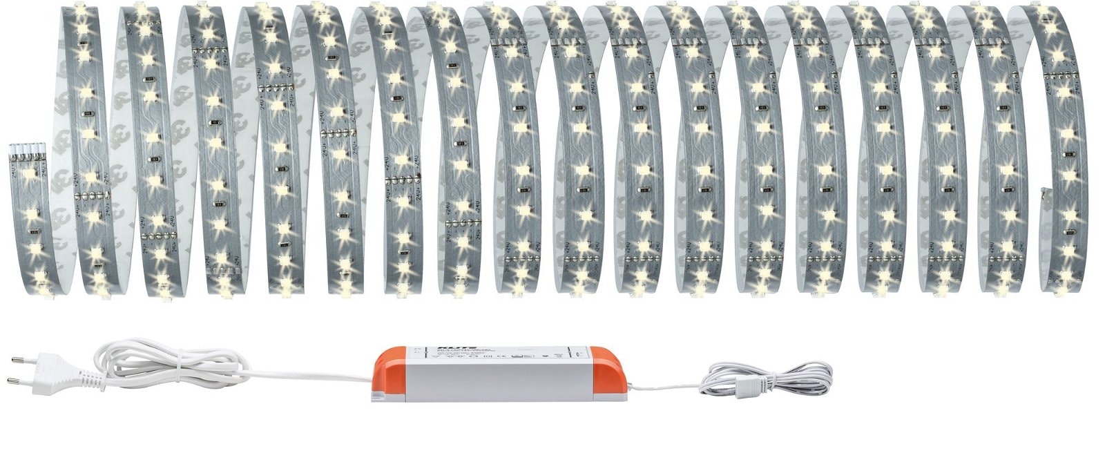 Paulmann LED-Streifen »MaxLED 500 Basisset 10m IP20 2700K 50W 230/24V 75VA Silber«, 1 St.-flammig