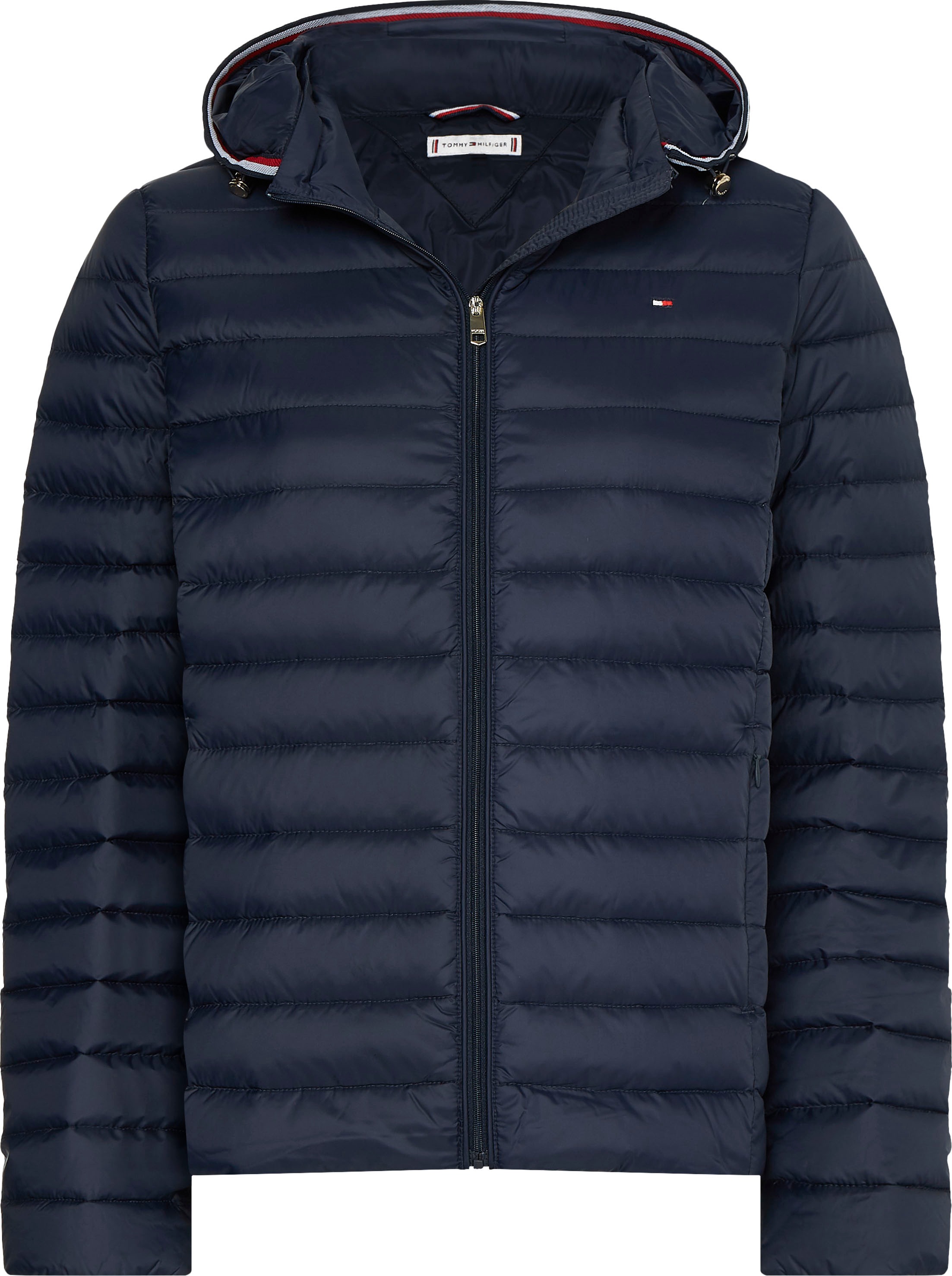 Tommy Hilfiger Daunenjacke »HERITAGE LW DOWN JACKET«, mit Streifen in den typischenTommy Hilfiger Farben an der Kapuze