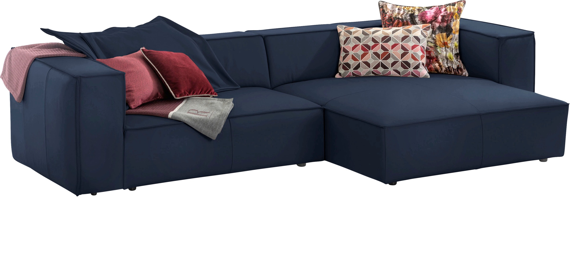 W.SCHILLIG Ecksofa »around-the-block«, (Spar-Set), inklusive Hocker, mit eleganter Biese, mit Federkern
