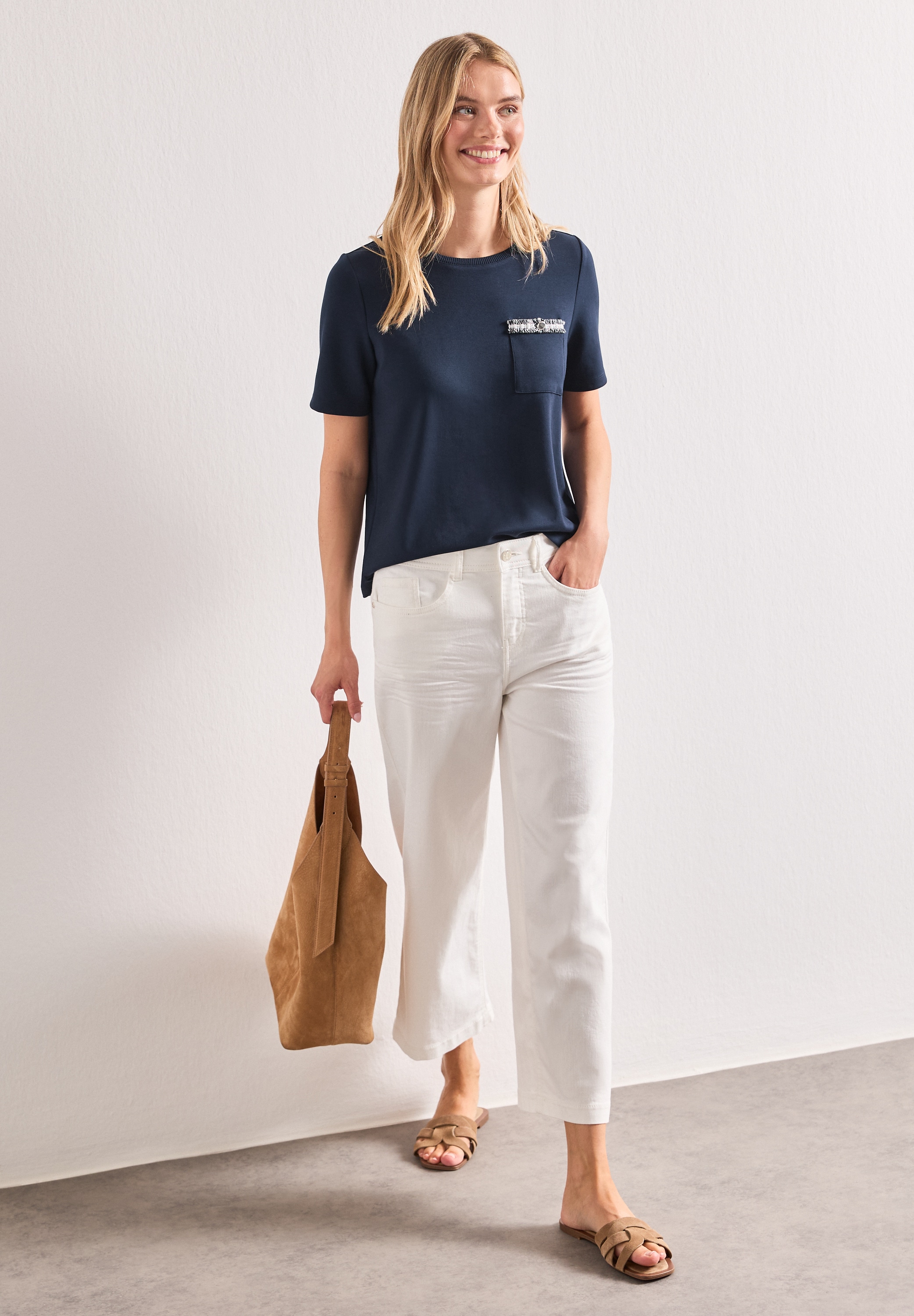 STREET ONE Kurzarmshirt Sommershirt mit dekorativer Brusttasche
