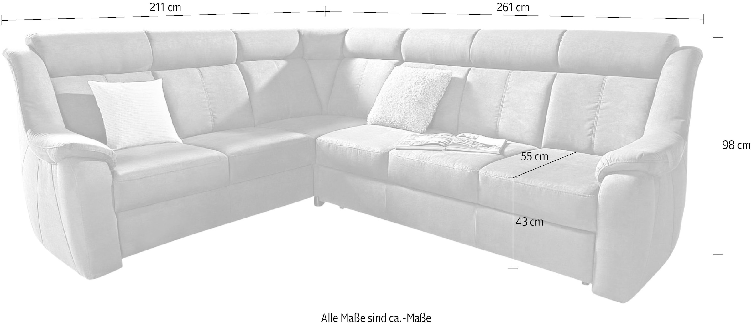 sit&more Ecksofa »Basel L-Form« wahlweise mit Relaxfunktion