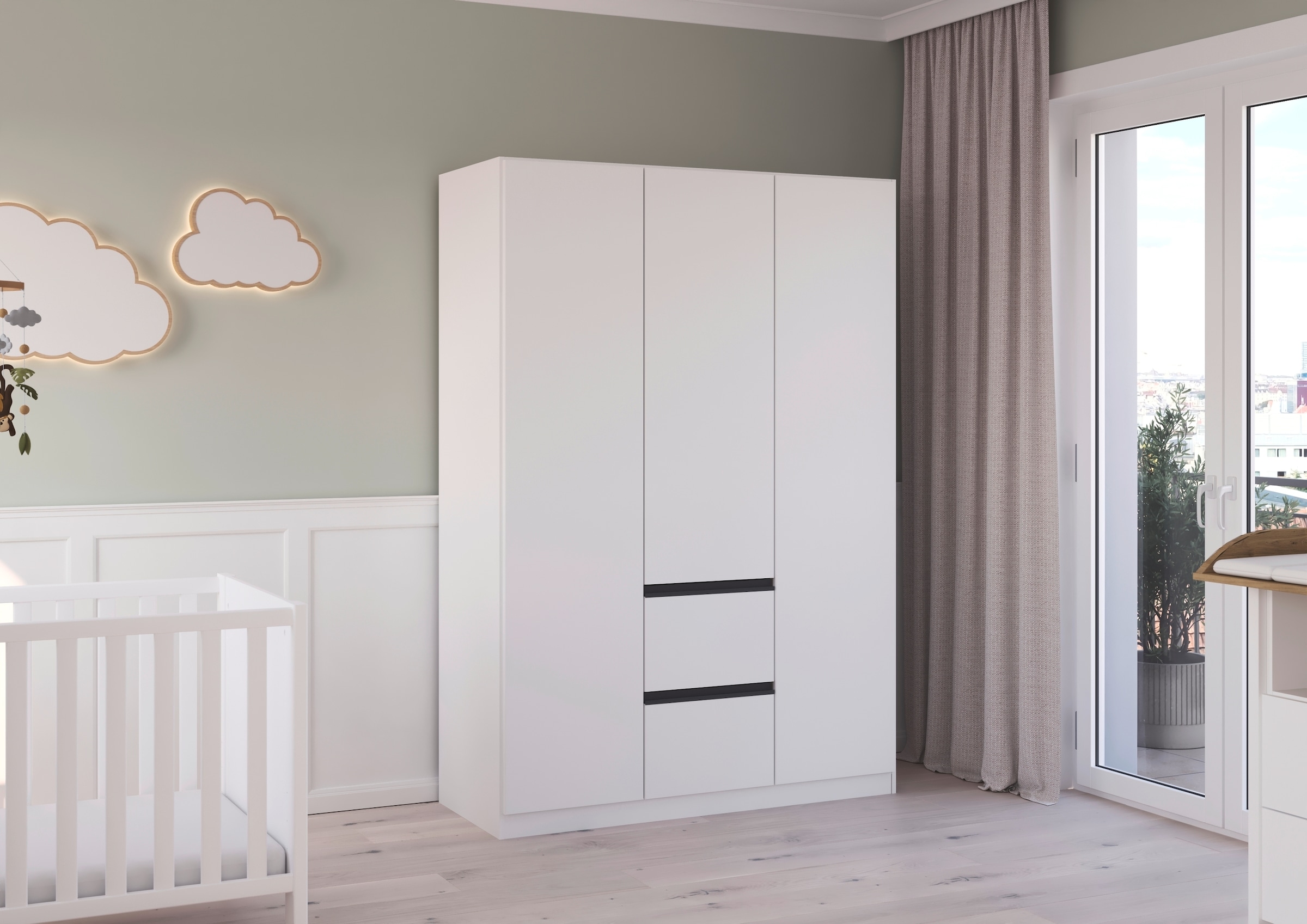 rauch Drehtürenschrank »Kleiderschrank Schrank Garderobe Wäscheschrank BRISTOL in 2 Breiten«, grifflose Front mit Push-to-Open Funktion in 2 Breiten MADE IN GERMANY