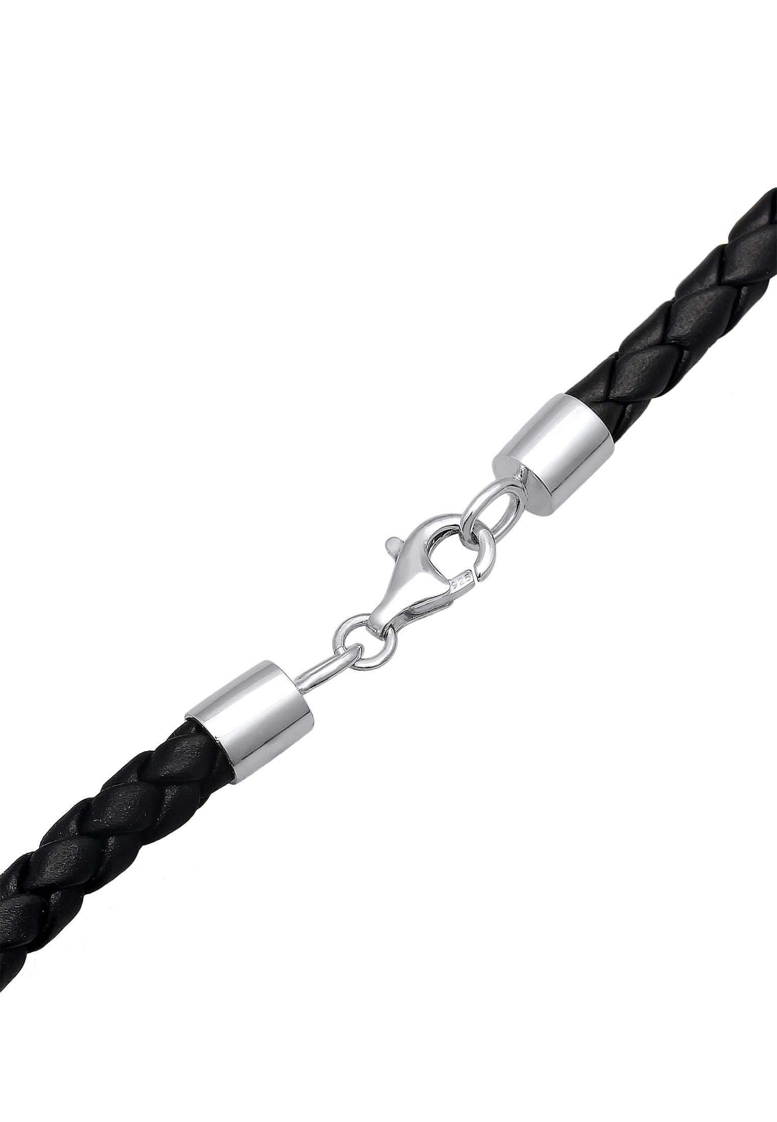 Kuzzoi Kette mit Anhänger »Halskette Herren Kreuz Schlange Leder Oxidiert 925 Silber«
