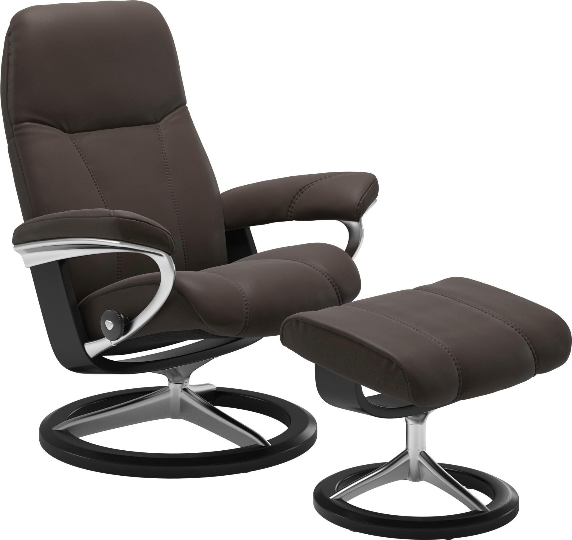 Stressless® Relaxsessel »Consul«, (Set, Relaxsessel mit Hocker), mit Hocker, mit Signature Base, Größe L, Gestell Schwarz