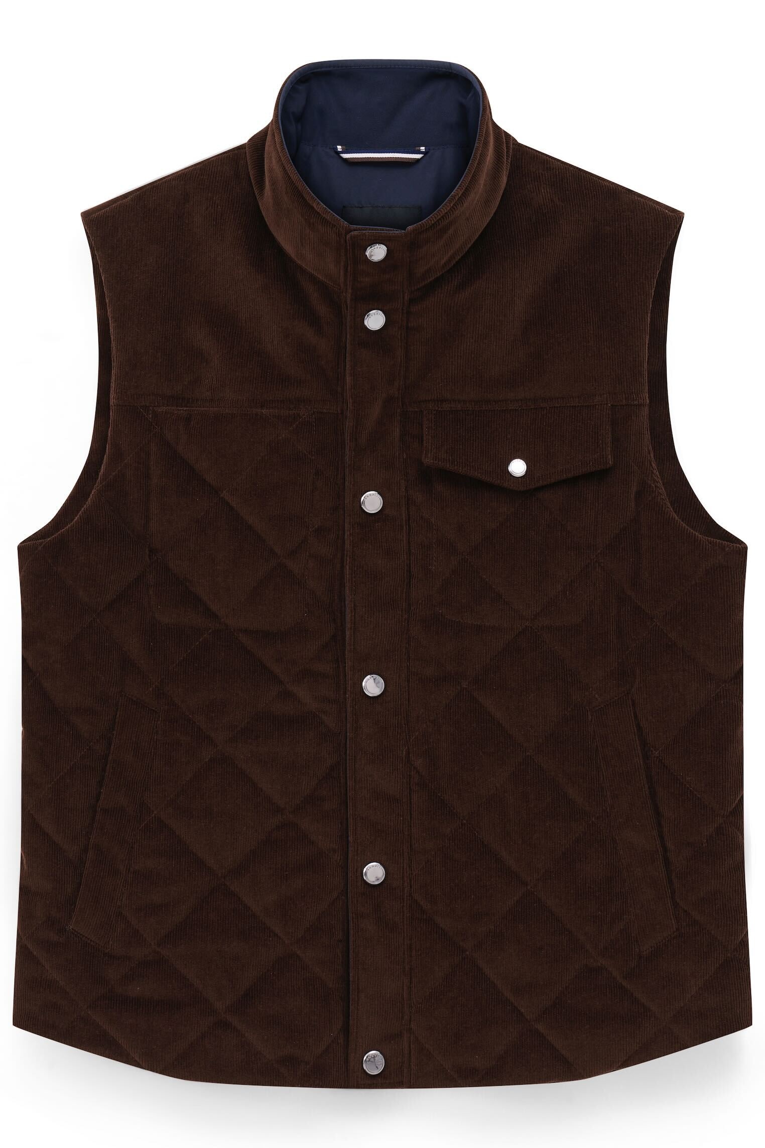 bugatti Cordweste »Regular Fit« mit Stehkragen und Druckknöpfen