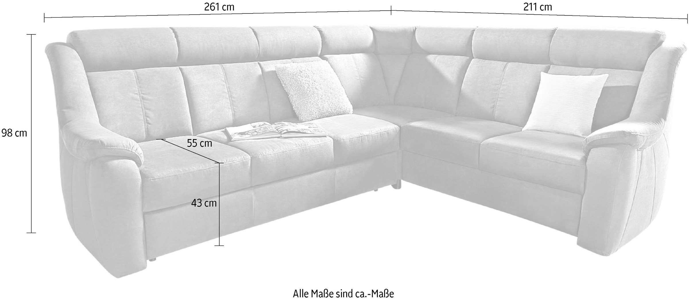 sit&more Ecksofa »Basel L-Form« wahlweise mit Relaxfunktion