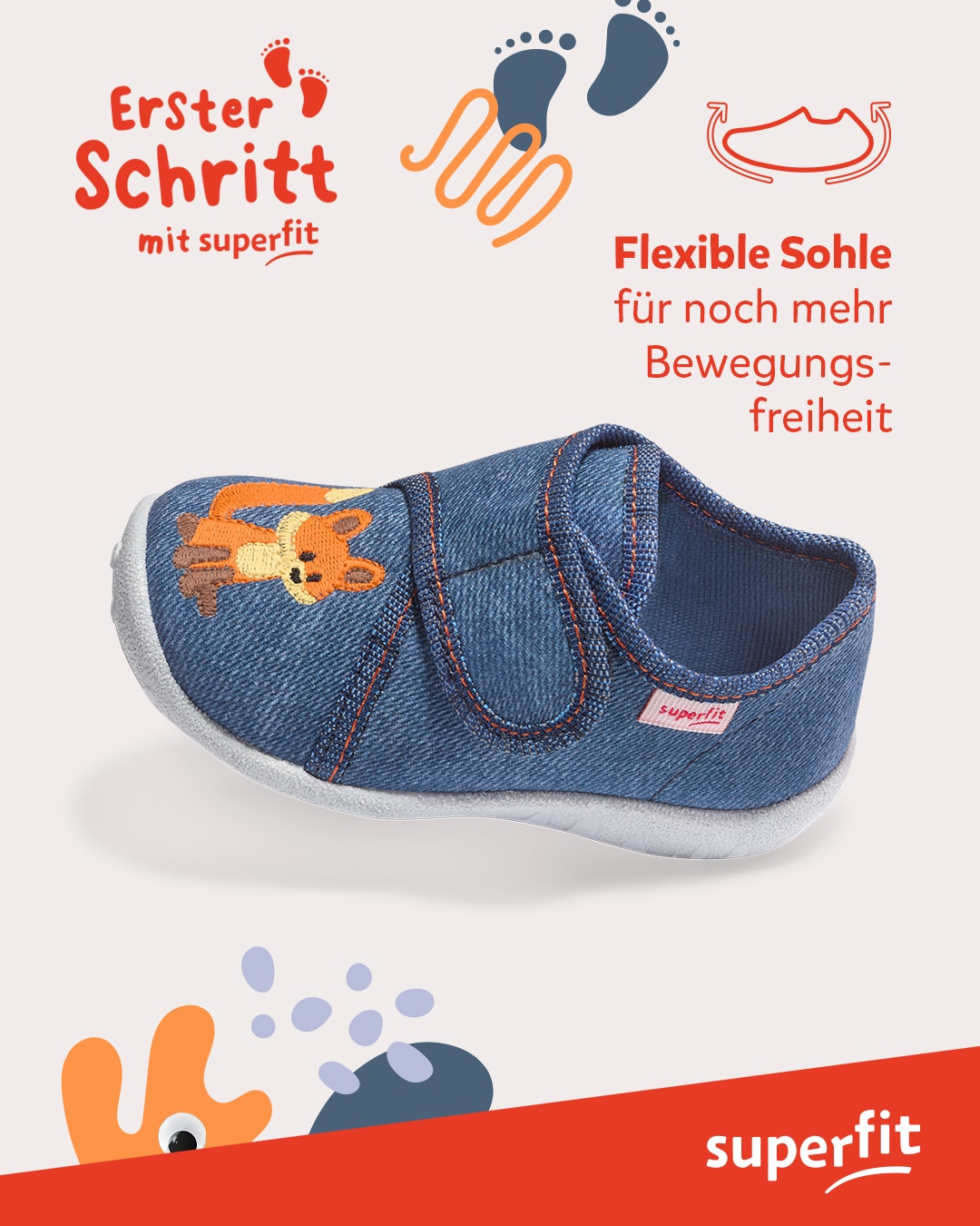 Superfit Hausschuh »SPOTTY WMS: Mittel«  Kindergartenschuh mit Klettverschluss, Größenschablone zum Download