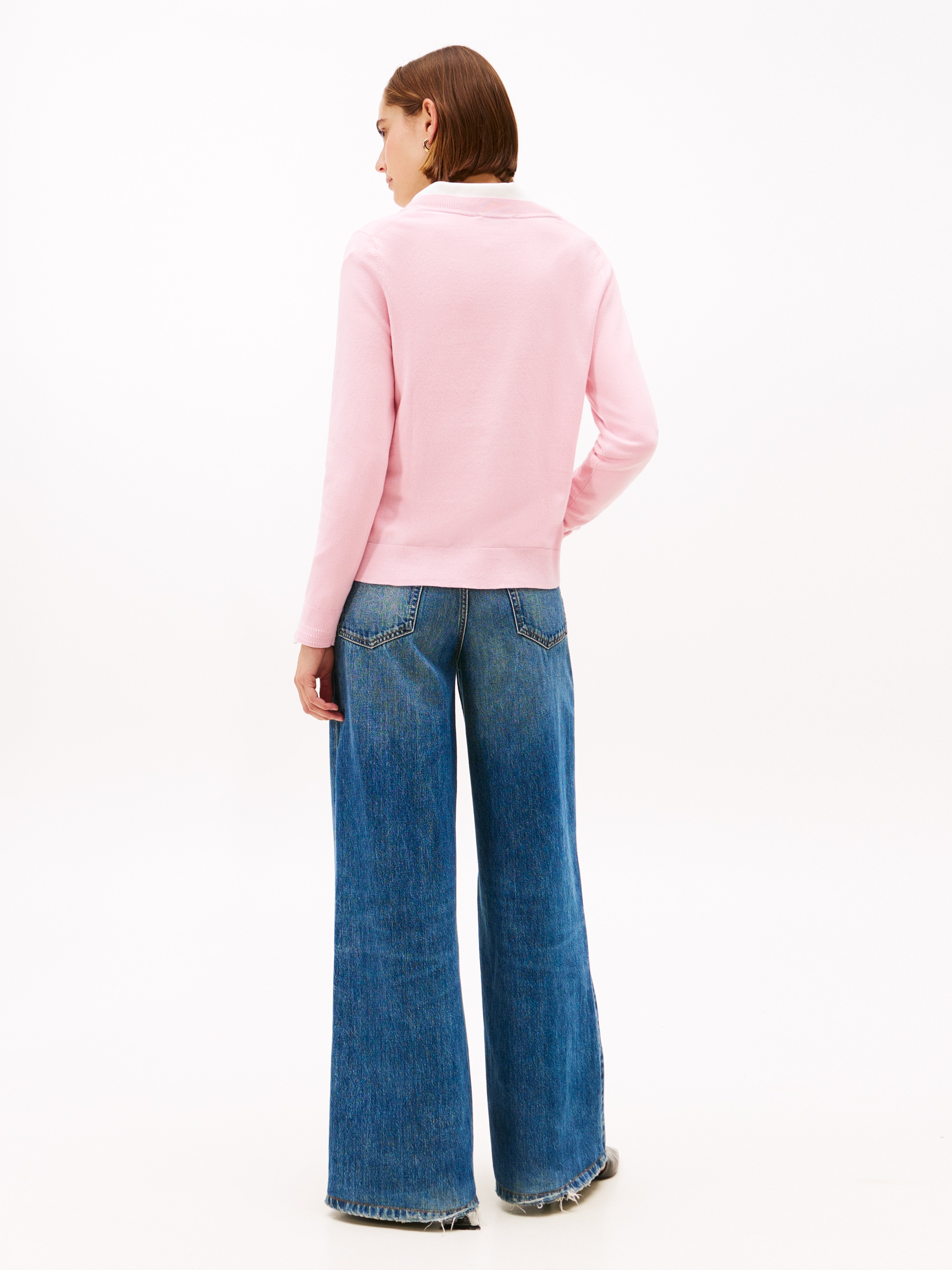 Tommy Hilfiger V-Ausschnitt-Pullover »CO JERSEY STITCH V-NK SWEATER mit V-Ausschnitt und Ripp«