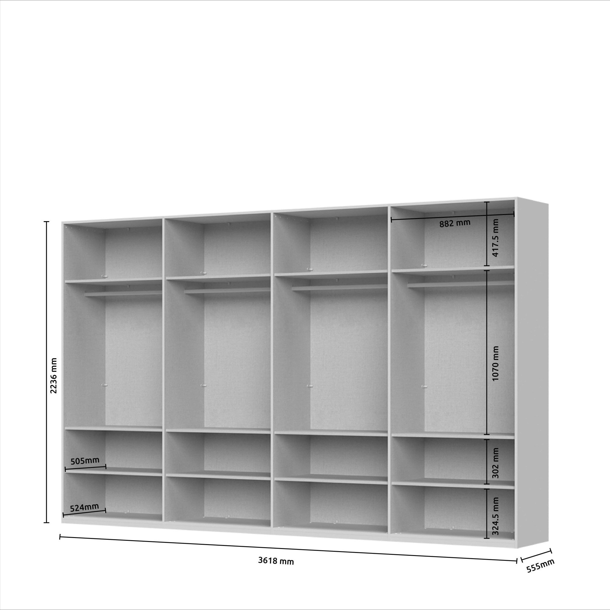 Places of Style Drehtürenschrank »Opera mit oder ohne Kranz inkl. LED-Bel.,B 227,272,317 oder 362 cm«, UV lackiert, Soft Close Funktion, Höhenverstellbare Füße