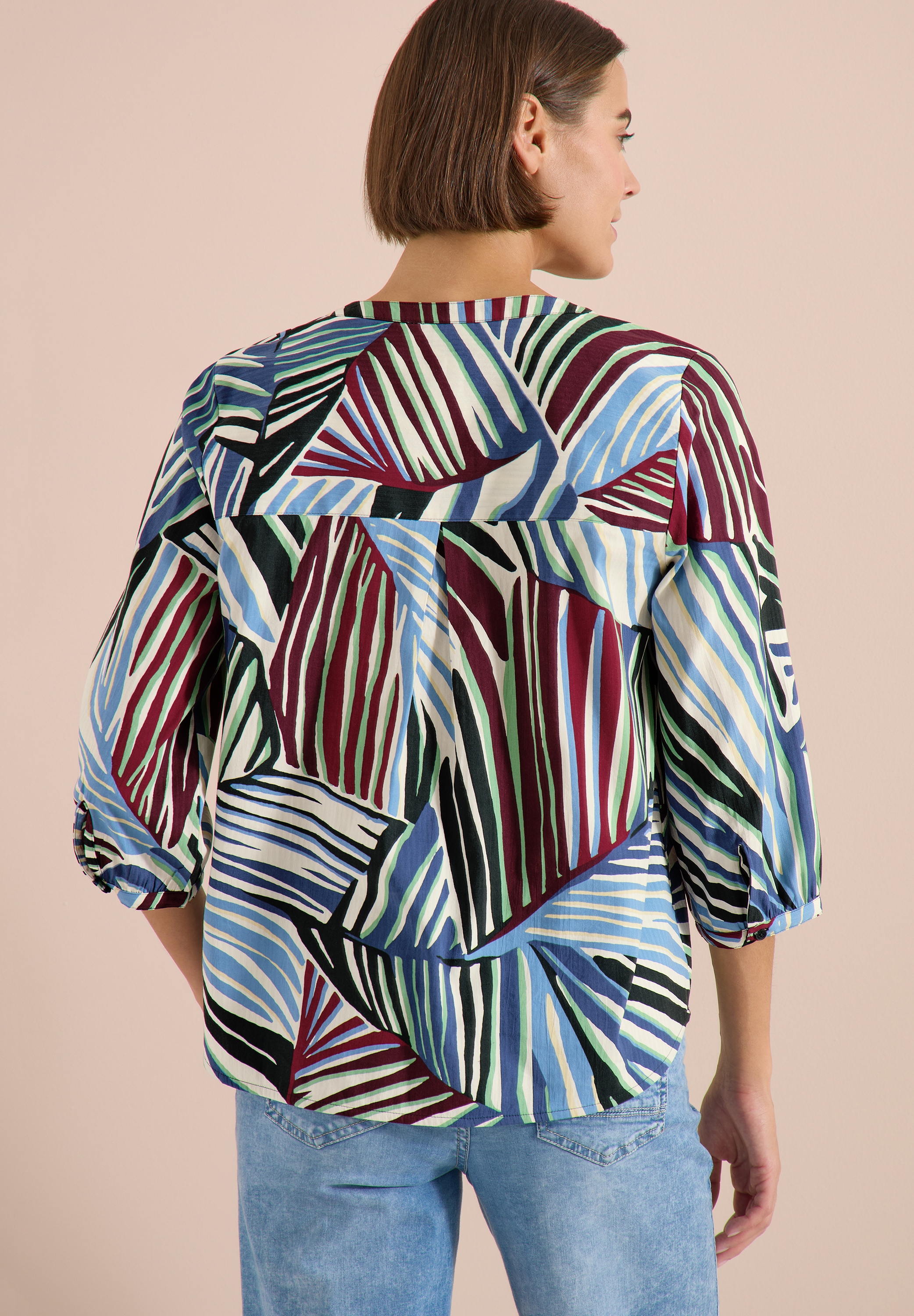 Cecil Druckbluse 3/4-Arm Seersucker-Bluse mit grafischem Multicolor Muster