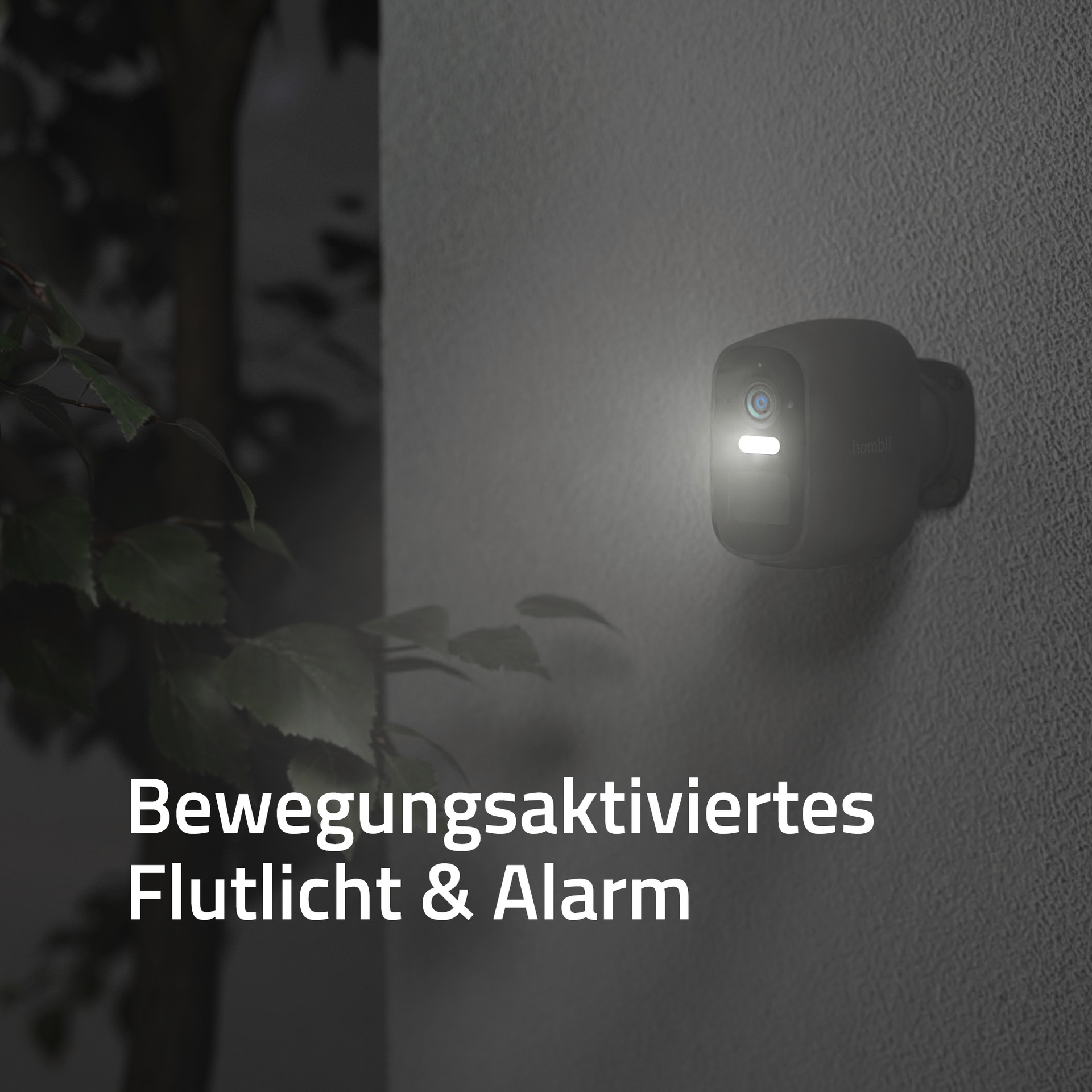Hombli Überwachungskamera »smarte Batterie Kamera«, Außenbereich, 2K QHD, farbige Nachtsicht, integrierte Sirene und Flutlicht