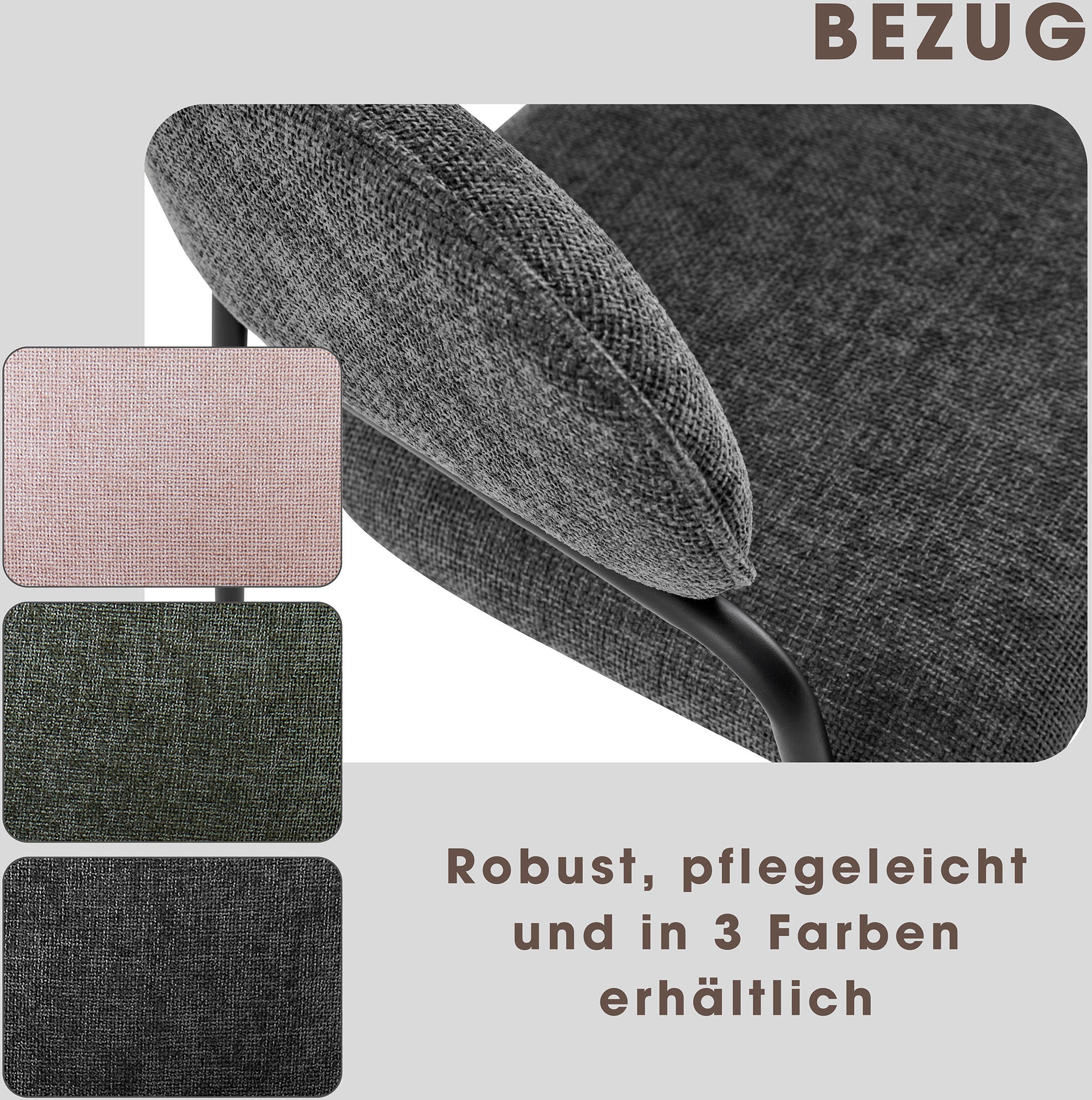 byLIVING Esszimmerstuhl »Curve« (Set) 2 Stk. Webstoff moderner Stoff Stuhl mit gemütlichem Sitzkomfort, verschiedene Farben.