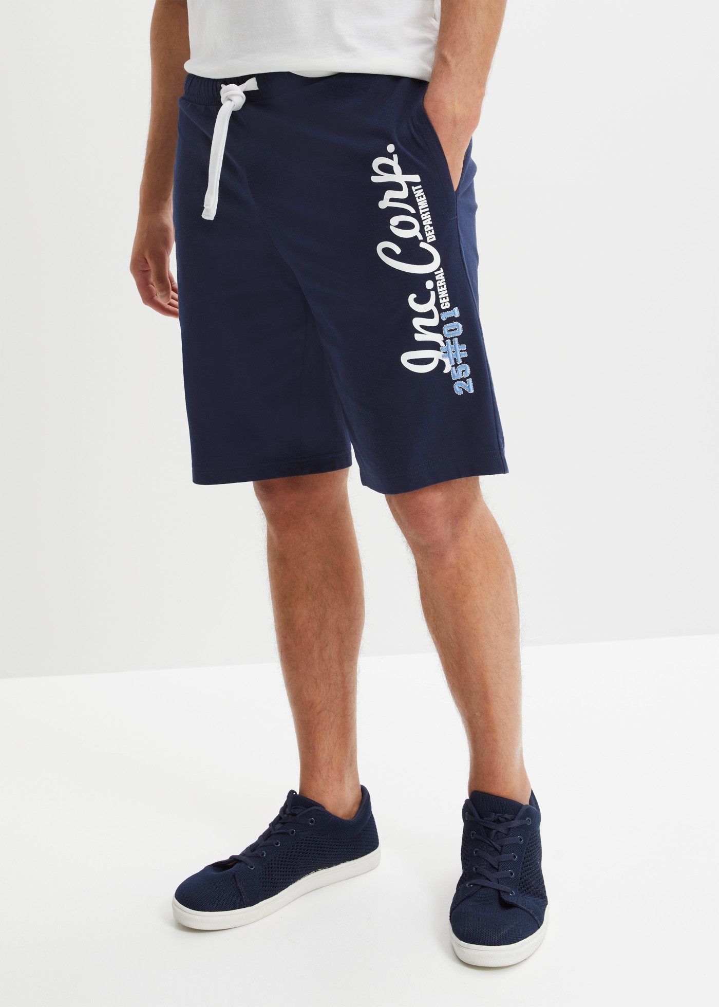 bonprix Bermudas  aus Baumwolle, mit Kordeln in Kontrastfarbe, Regular Fit