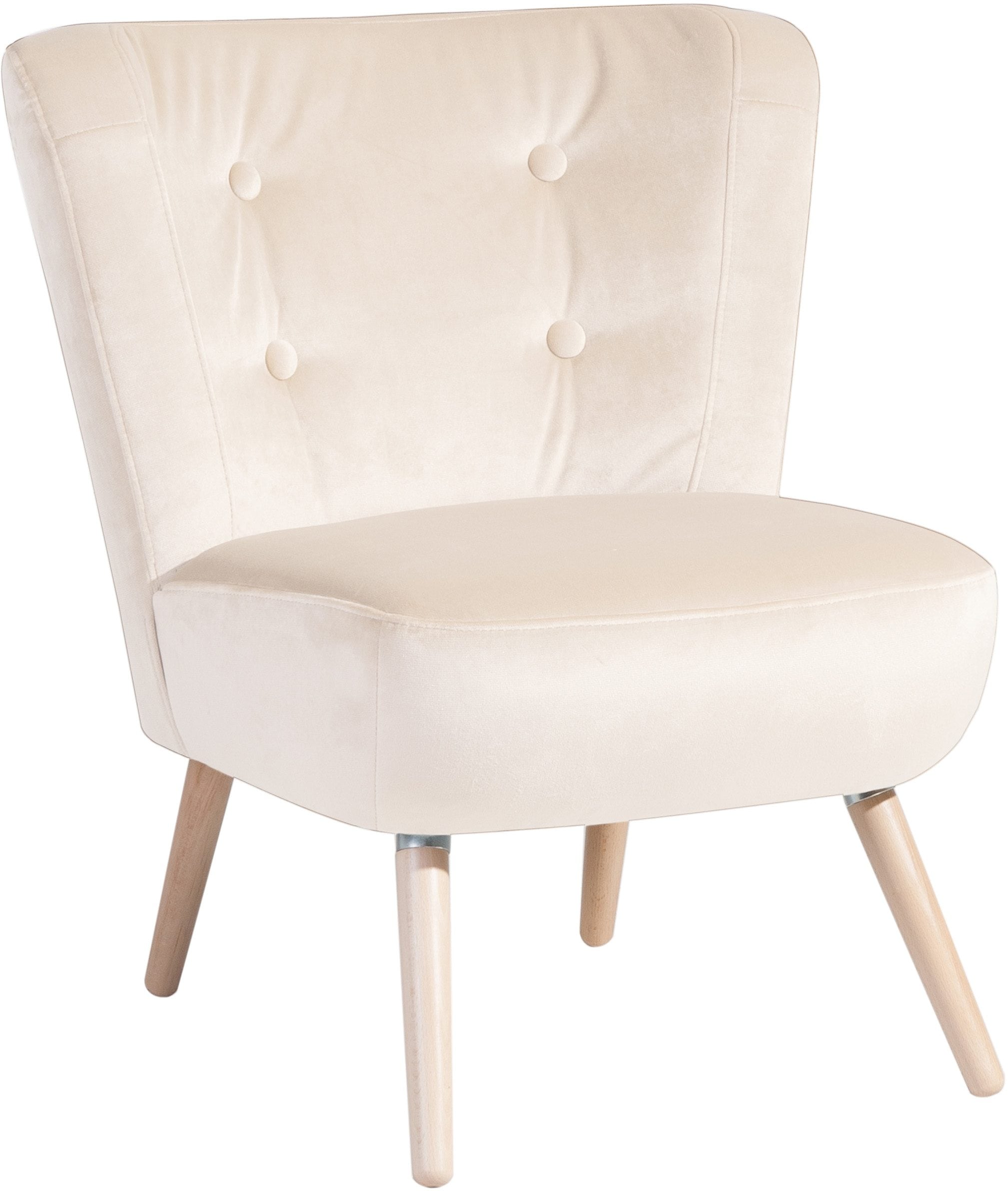 Max Winzer® Sessel »Nikki, Loungesessel, Retro und modern, mit geschwungener Rückenlehne«, Knopfheftung, weicher Samtvelours in aktuellen Farben