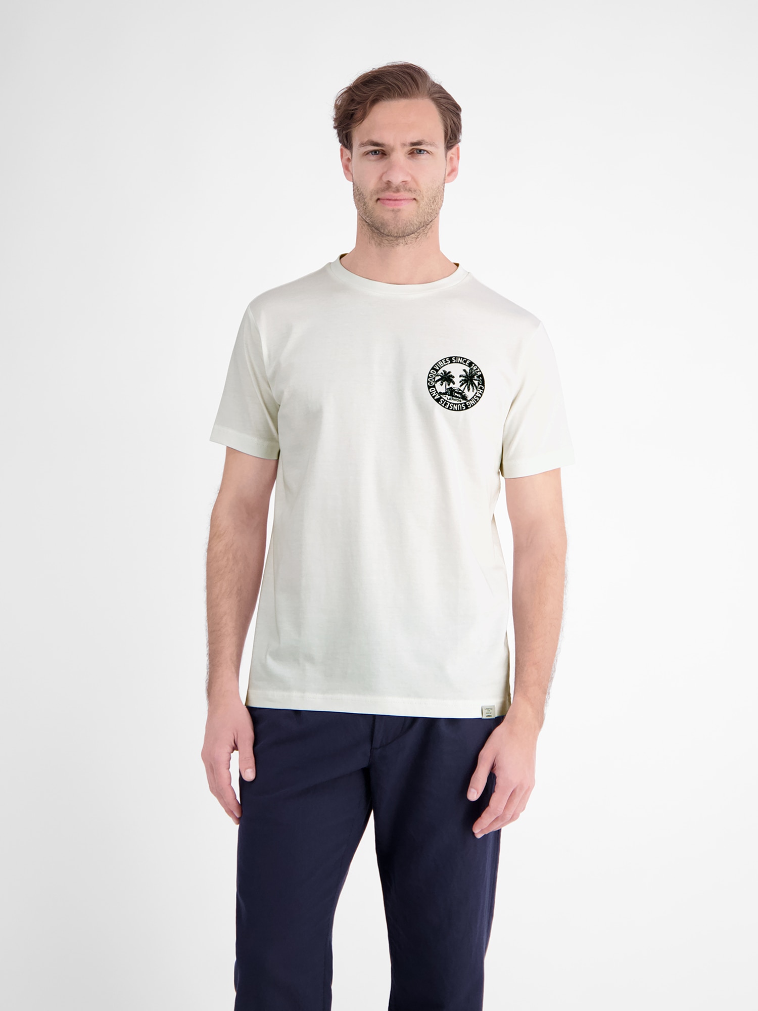 LERROS T-Shirt »Lässiges, unifarbenes T-Shirt aus reiner Baumwolle mit Print«
