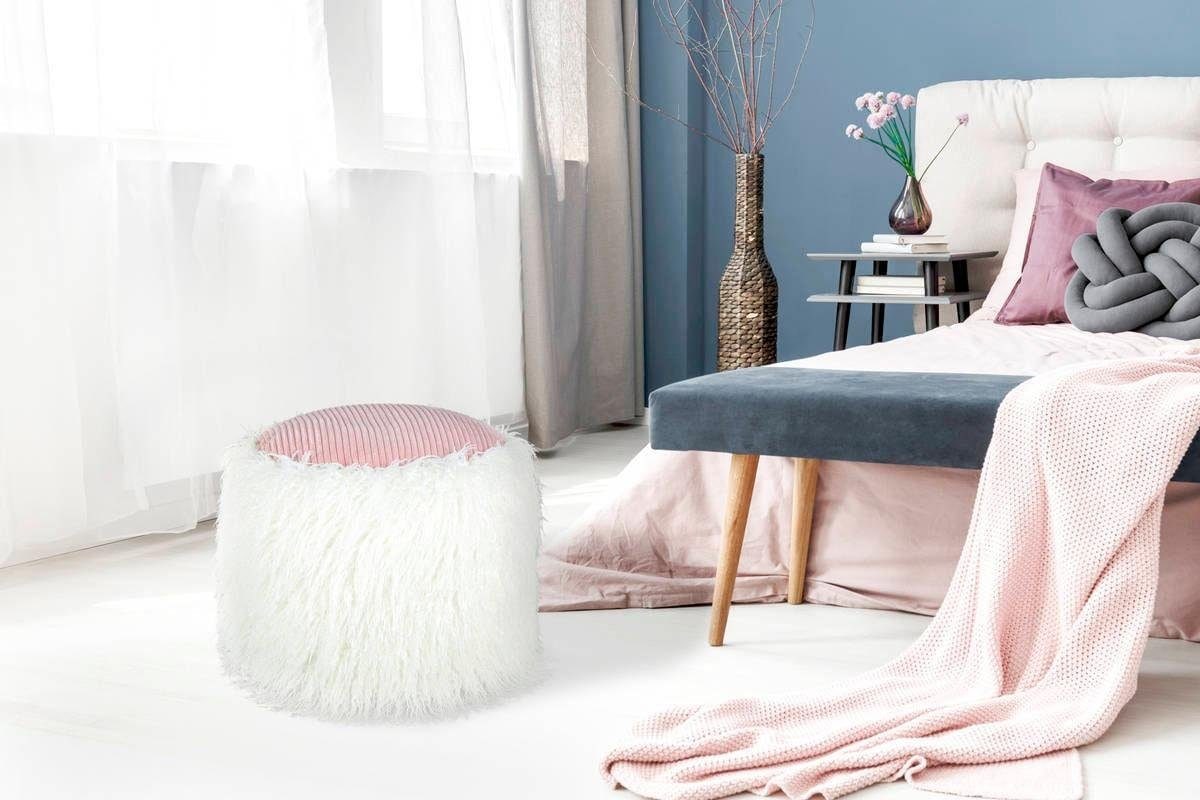 Kayoom Pouf »Fellpouf Bobtail 125, Fellhocker in zweifarbigem Design«, (1 St.), modern, dekorativ, kindersicherer Reißverschluss an der Unterseite