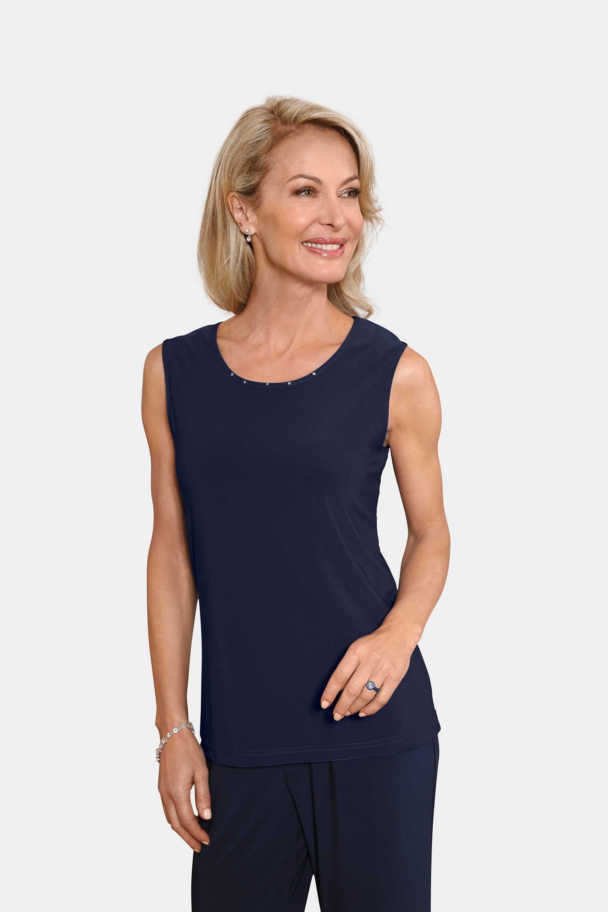 GOLDNER Trägertop »Trageangenehmes Slinky-Top mit Steinchen« Glänzende Schmucksteinchen betonen den Ausschnitt