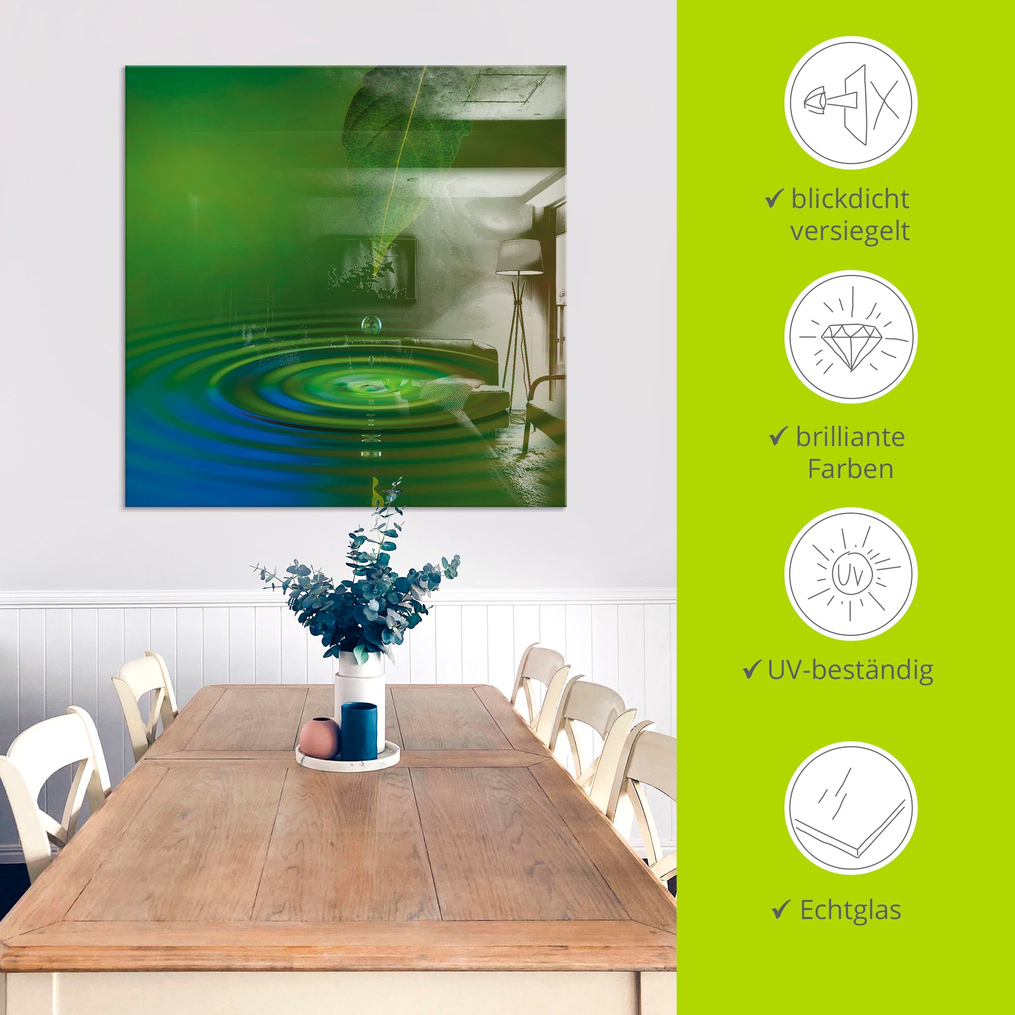Artland Glasbild »Wassertropfen«, Zen, (1 St.), in verschiedenen Größen